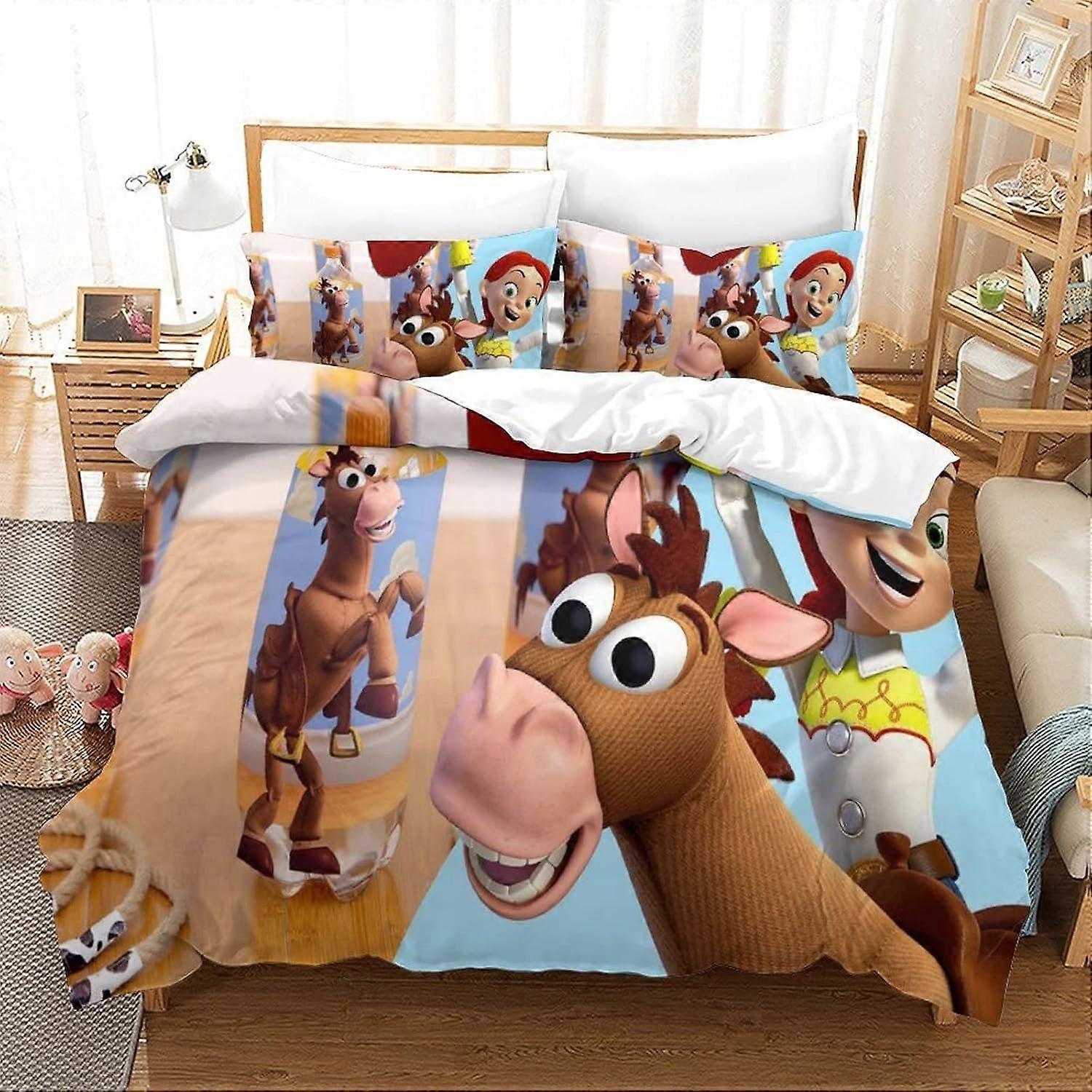 Bedding Single Bed Set Toy Story Printed Single Size Bedding Sets Super Soft Microfiber Duvet Covers with Zipper with Pillowcases Hypoallergenic 140x2