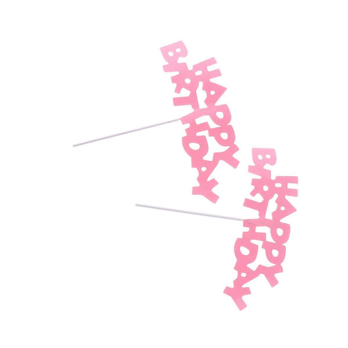 Birthday Insert Cake Decor for Decor 10Pcs Pink Cupcake Picks