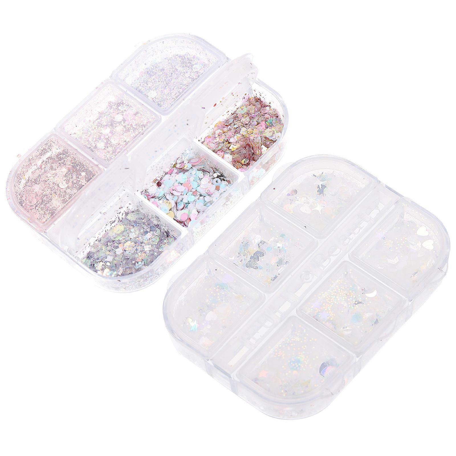 Nail Glitter Nail Art Sequin for DIY Manicure 2 Boxes for Storage