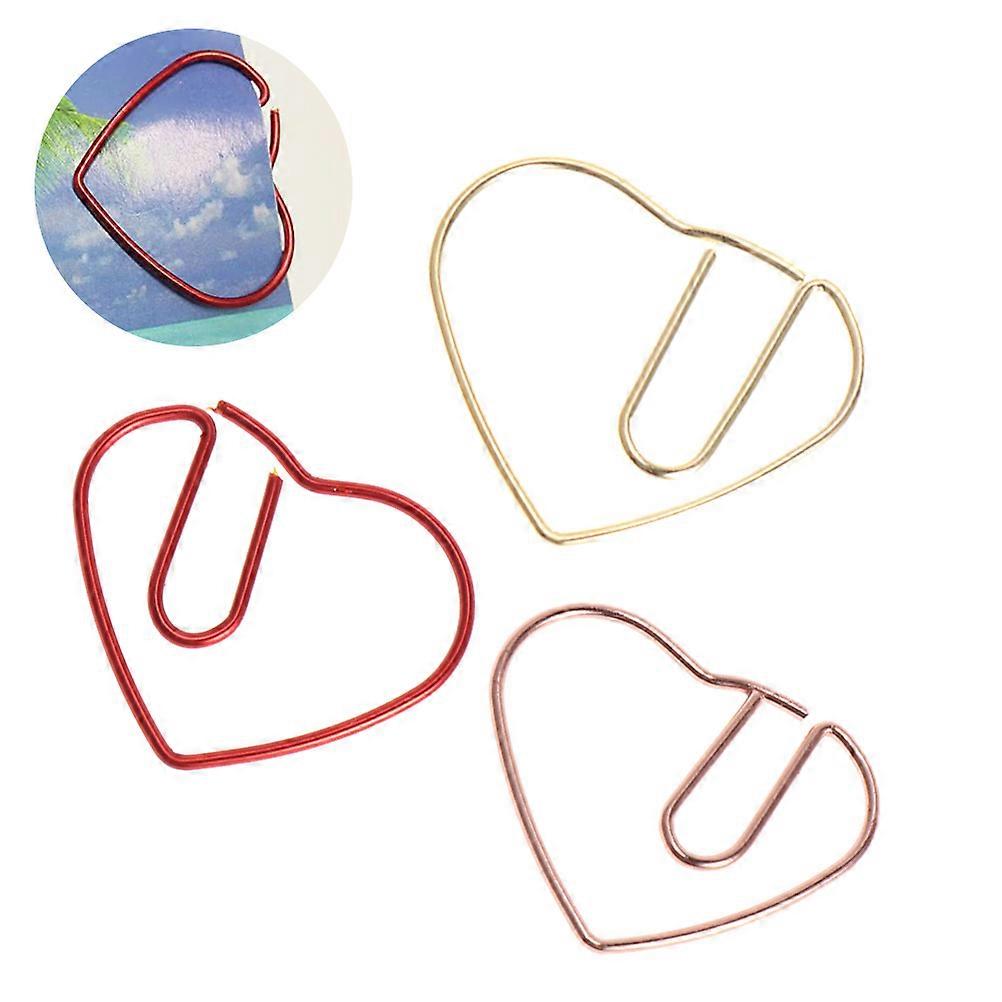 Assorted Color Heart Shape Paper Clips for Bookmark 50Pcs Metal