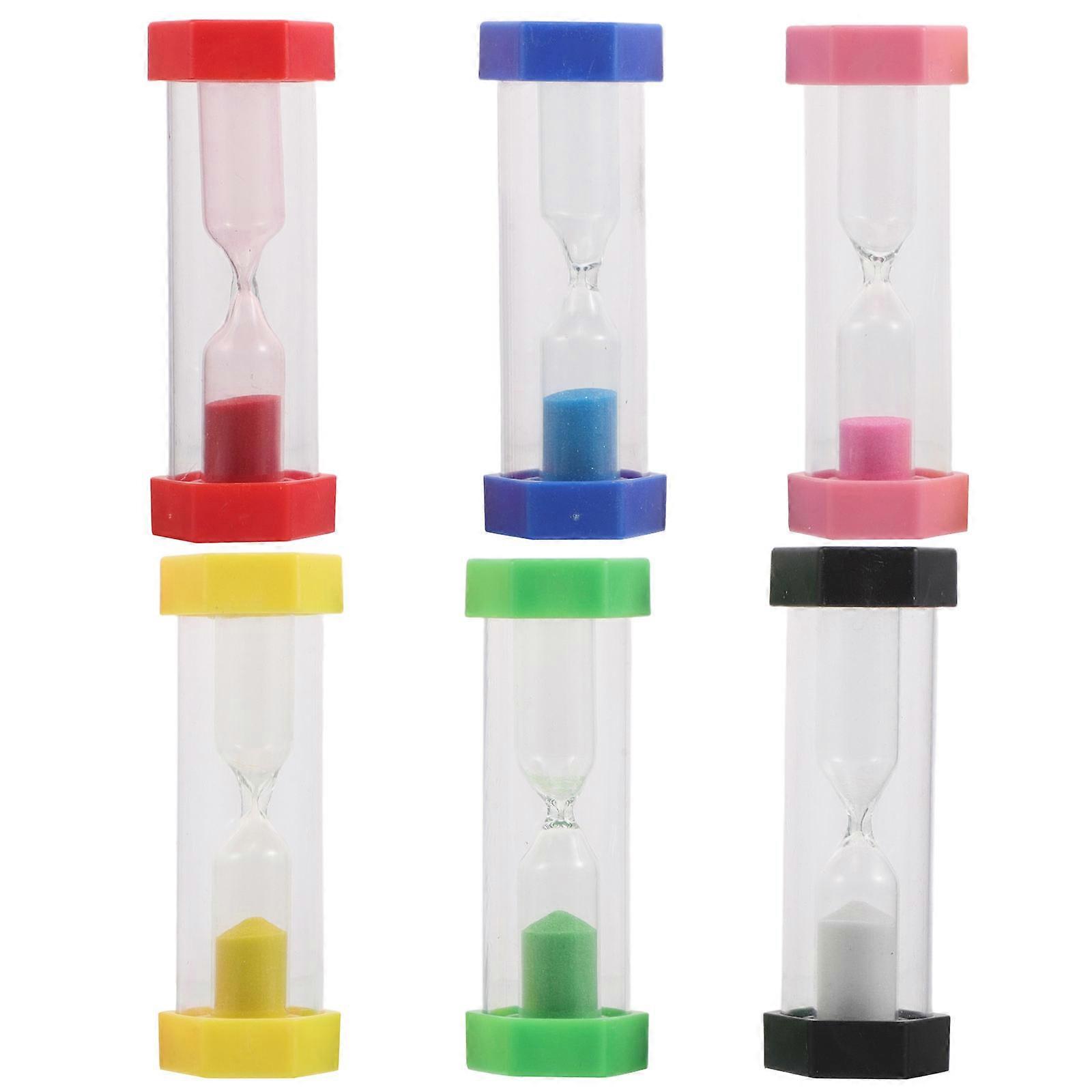 Colorful Hourglass Sand Timer for Children's Birthday Souvenir Plastic Material with Time Setting 6Pcs
