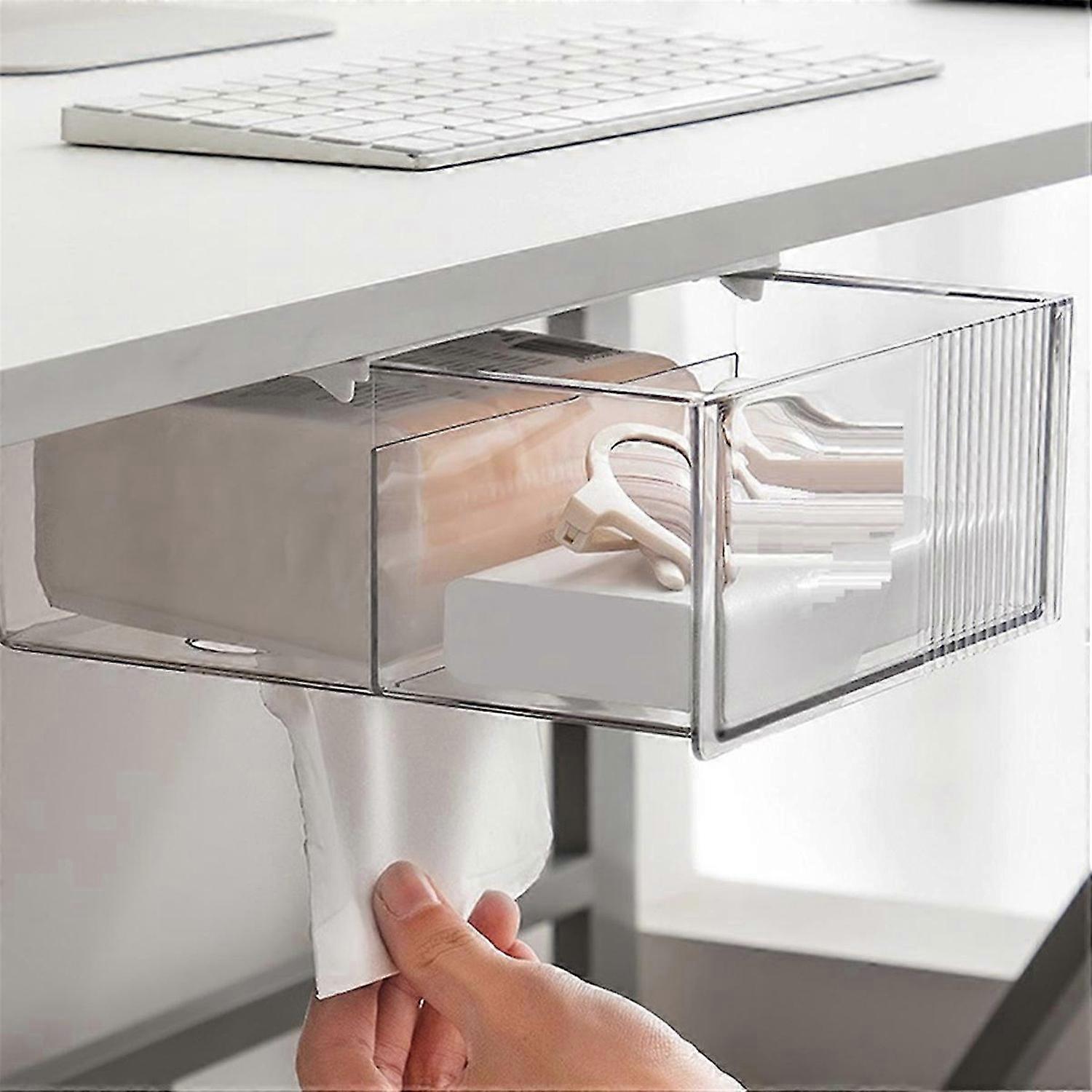 Hidden Table Organizer Table Sliding Drawer Desk Storage Box
