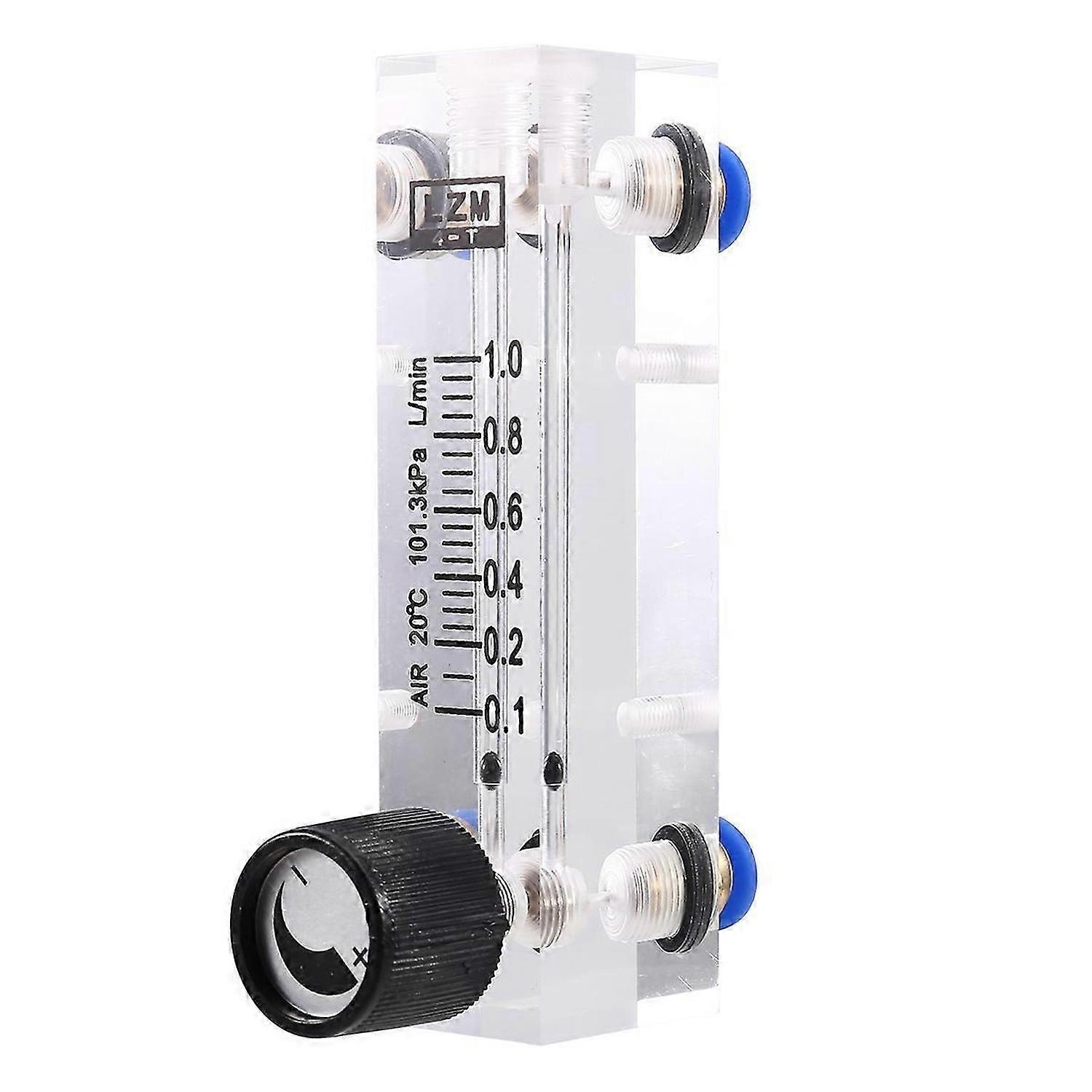 4T 0.1-1L/MIN Acrylic Variable Area Flow Meter Adjustable Panel Mount Gas Rotameter Air Flow Rate Co