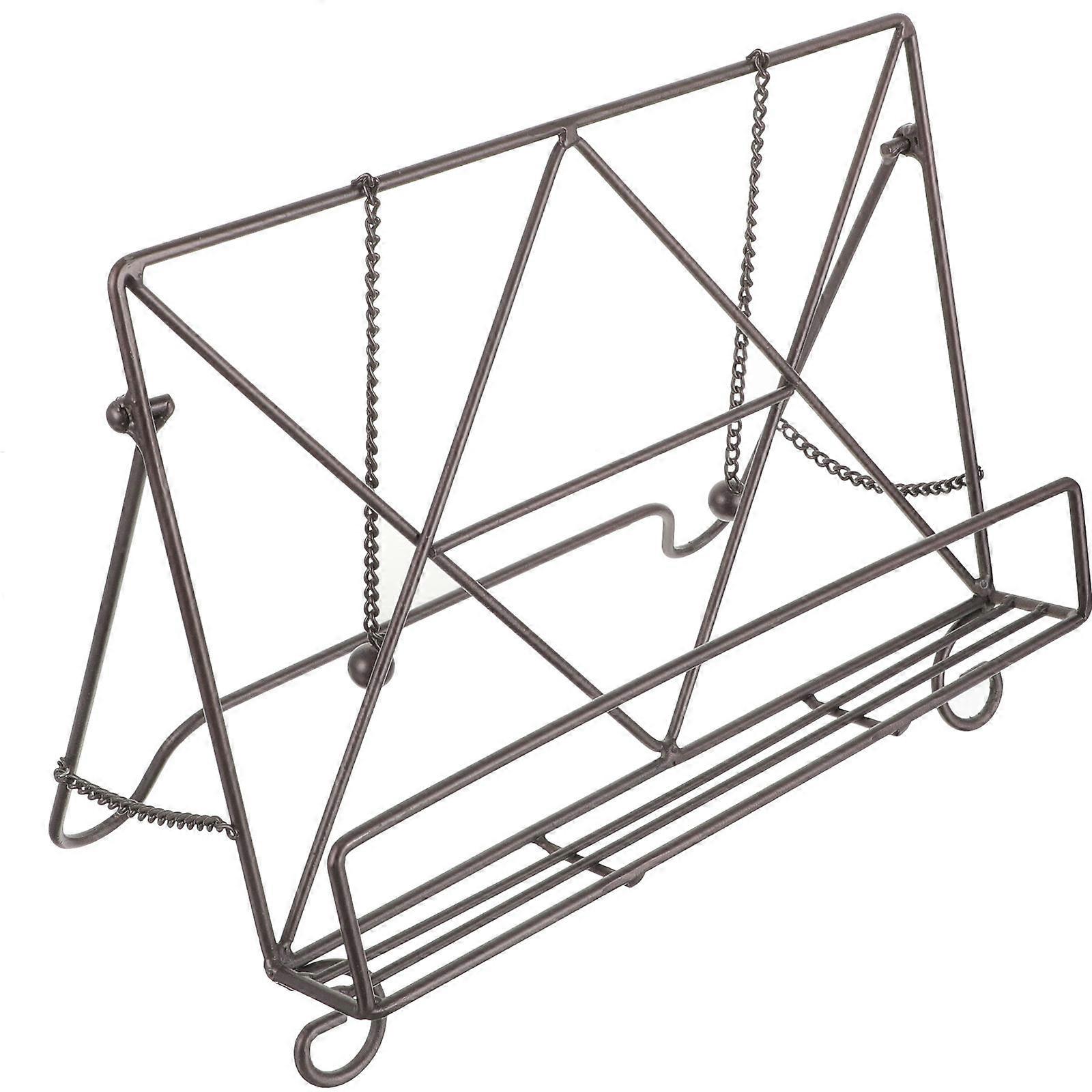 Iron Desktop Storage Rack Black Scratch-Protected Files Holder for Home Organization