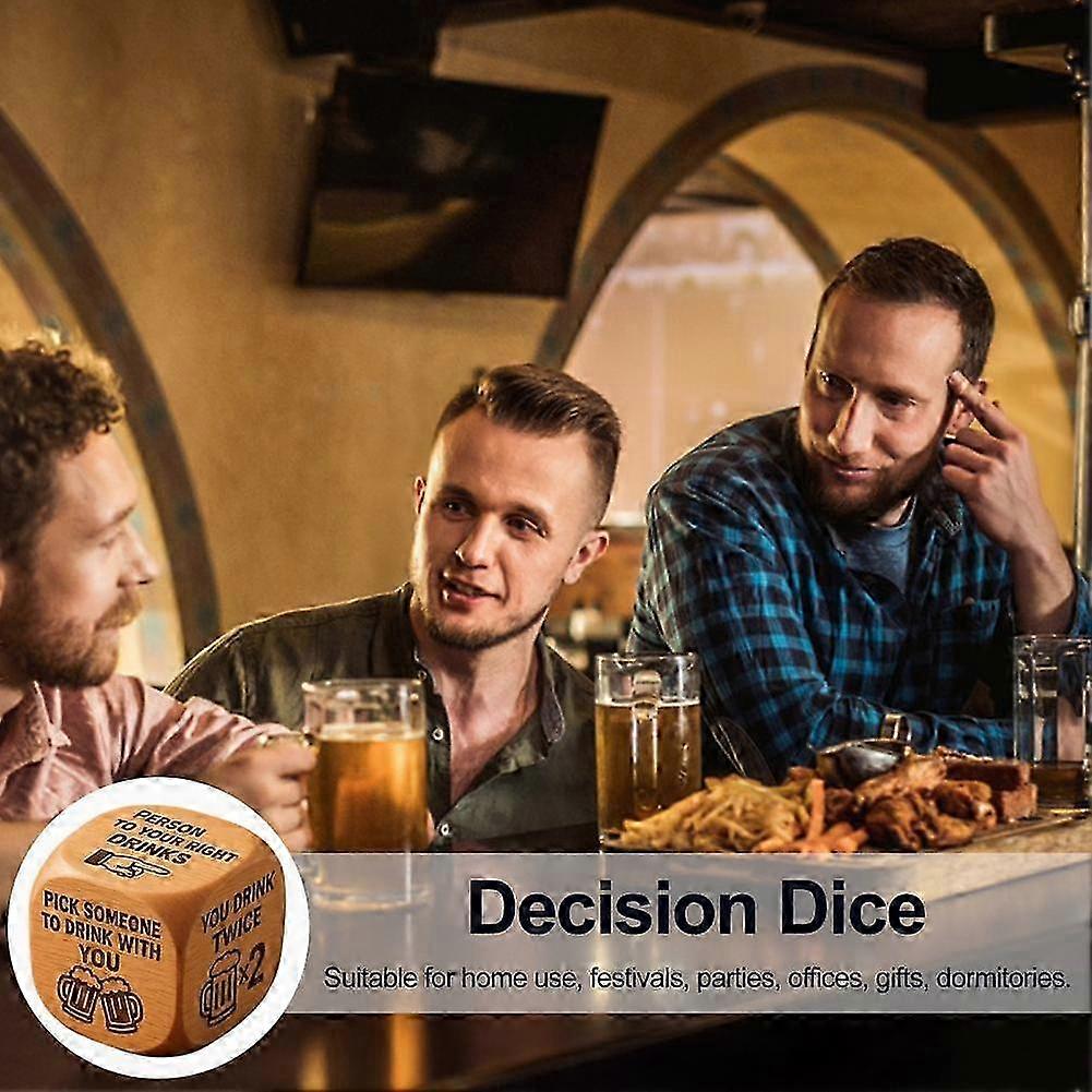 Decision Dice Handmade Wooden Embroidery/Knitting/Drinking Decision Dice with 6 Engraved Tasks Stocking Stuffers