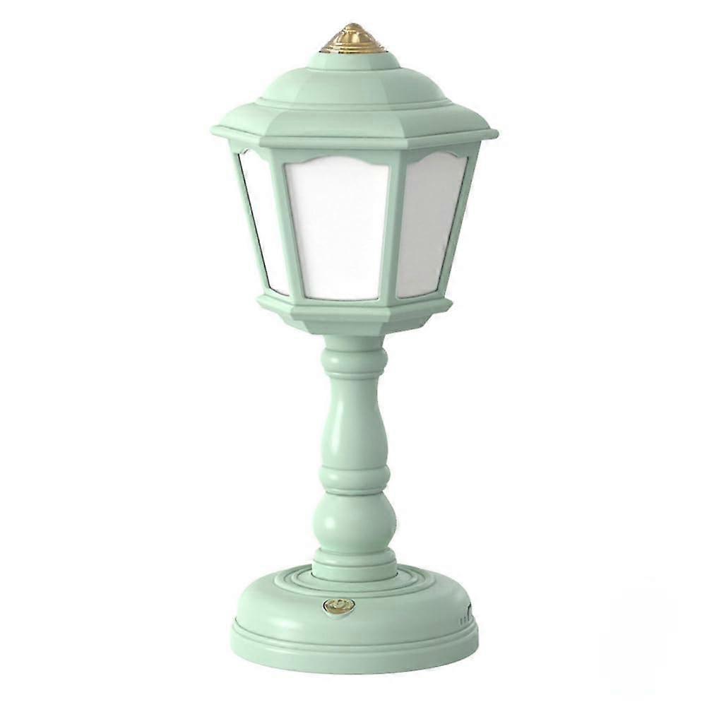 Retro LED Desk Lamp With USB Charging, Bedside Table Mini Light, 3Color Dimmable, Green
