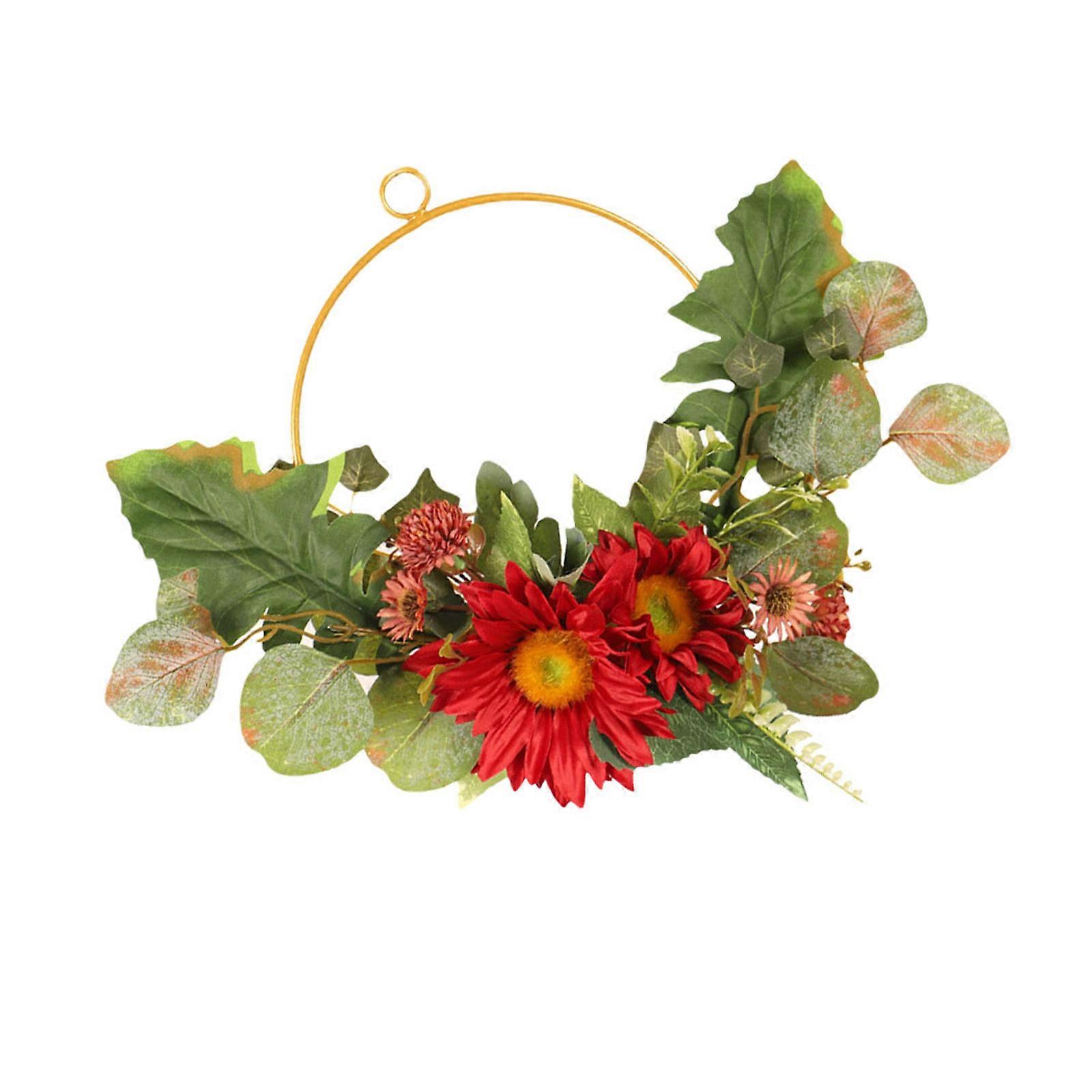Thanksgiving Decor Hanging Wreath for Home Use 1Pcs Red Simulated Garland