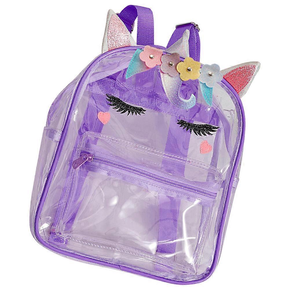 Unicorn Clear Backpack for Kids Violet Pvc Material Daily Use Storage 1Set