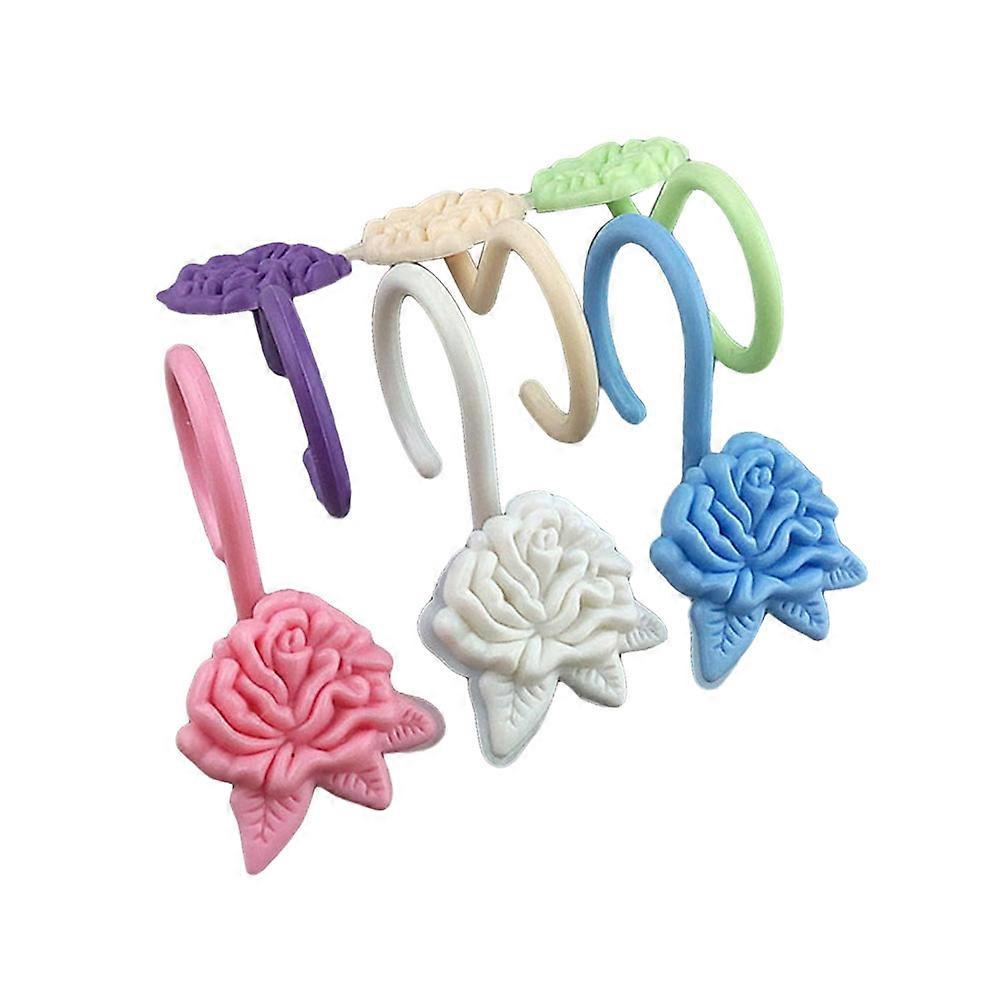 Bath Drape Clip Plastic Hooks for Bathroom Use 54Pcs Rose Design Assorted