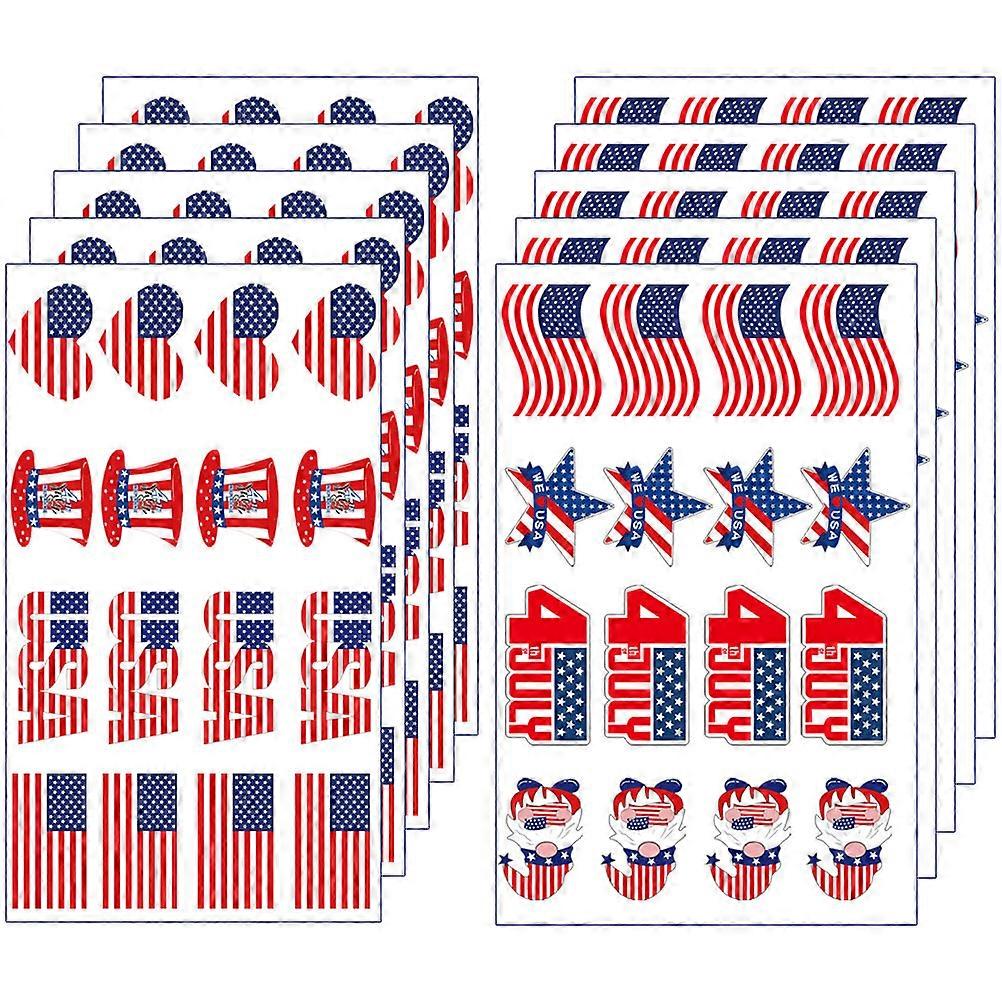 Independence Day Stickers 40 Sheets Face Sticker Mixed Style Body Art Decoration All Ages Assorted Color Festive Atmosphere Enhancer