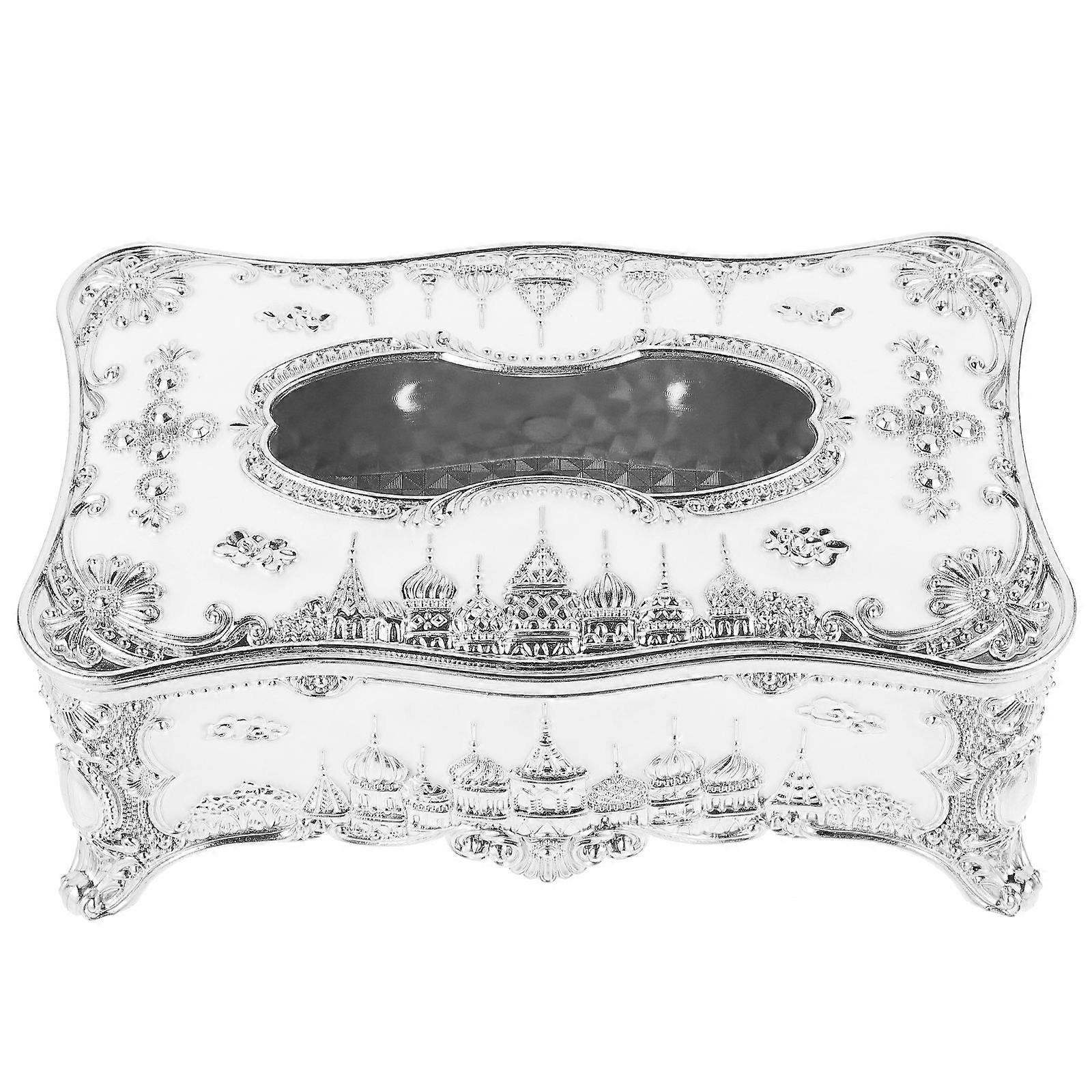 European Style Silver Tissue Box Cover for Storage Use 2Pcs