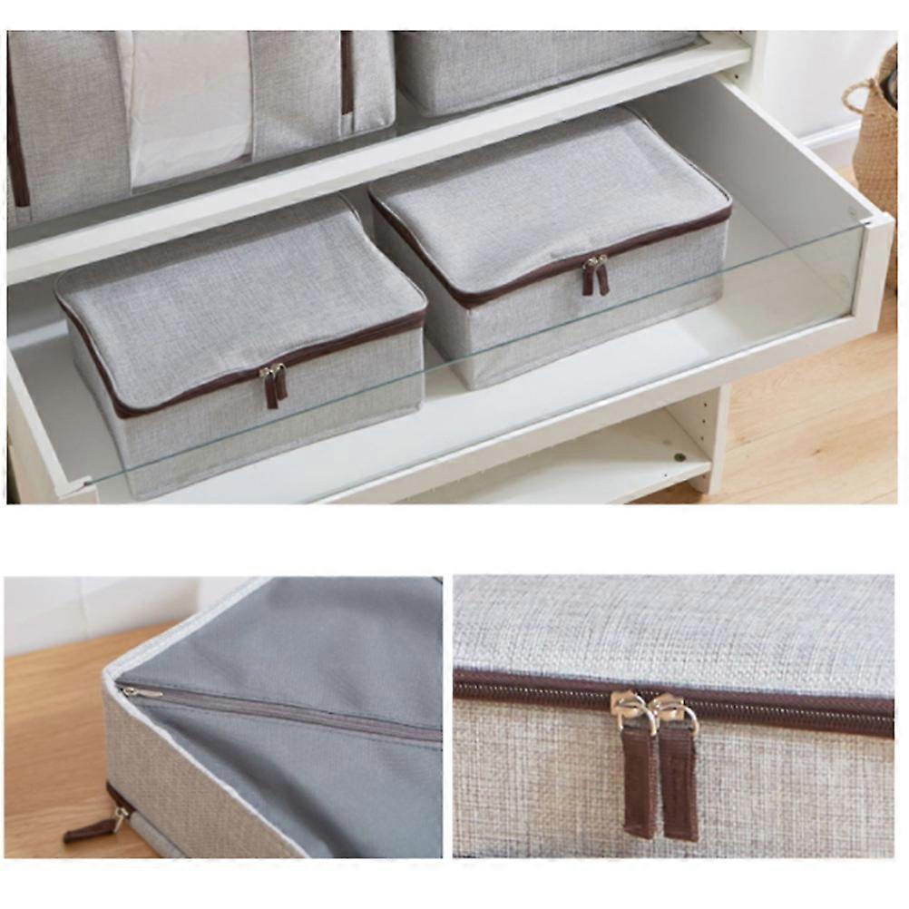 Zipper Storage Box for Storage 2Pcs Foldable Grey Clothing Organizer