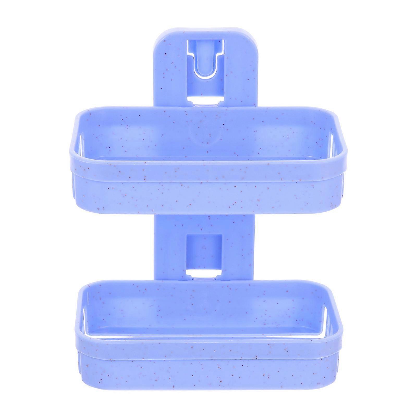 2Pcs Rectangular Double Tier Soap Holder Plastic No Drilling Wall Mounted Dish For Bathroom Kitchen Organization