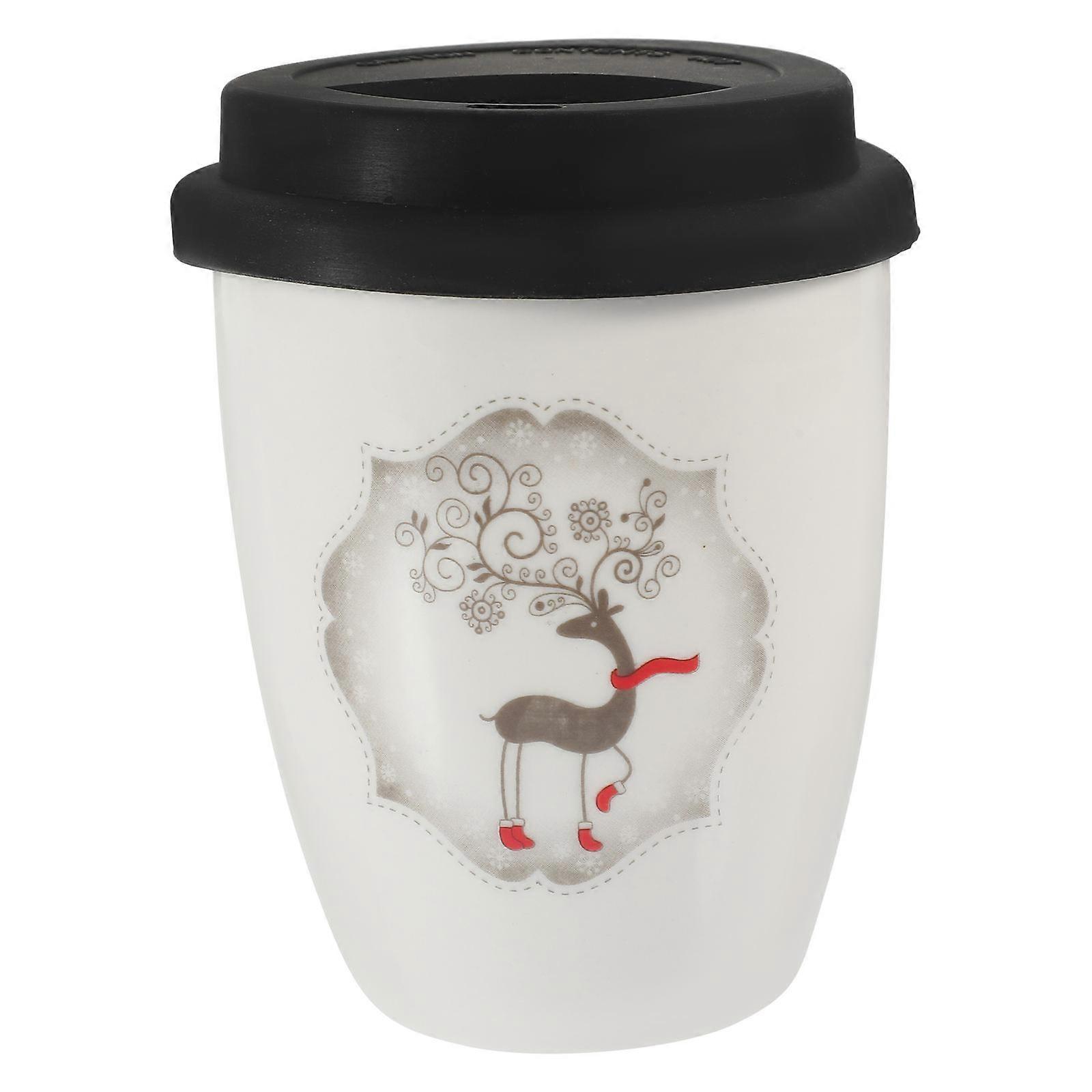 Coffee Cup with Silicone Lid for Drinking Use 3Pcs Watermelon Red Ceramics Mug