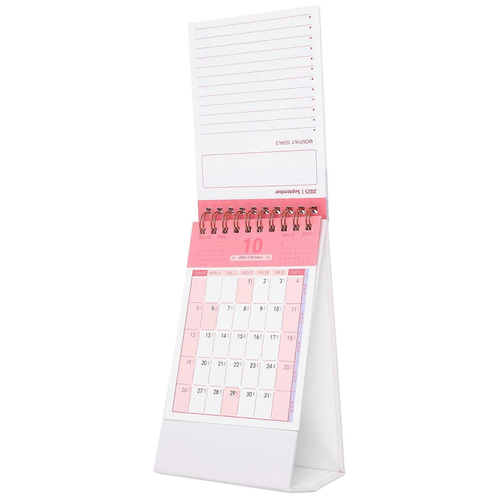 Small Desk Calendar Pink Desktop Calendar for Daily Use Event Recording