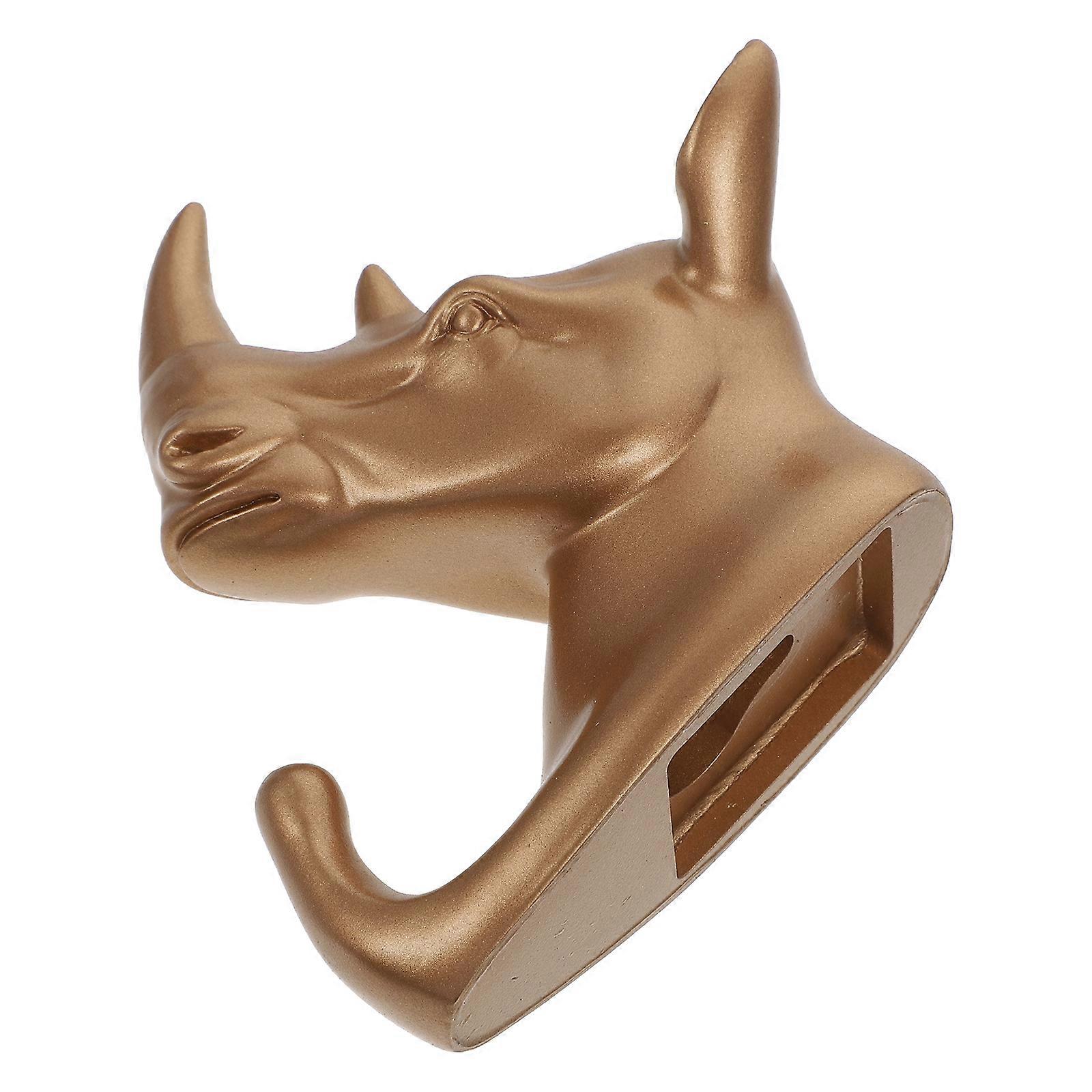 PVC Animal Head Wall Hook for Storage Use 2Pcs Creative Hooks Golden