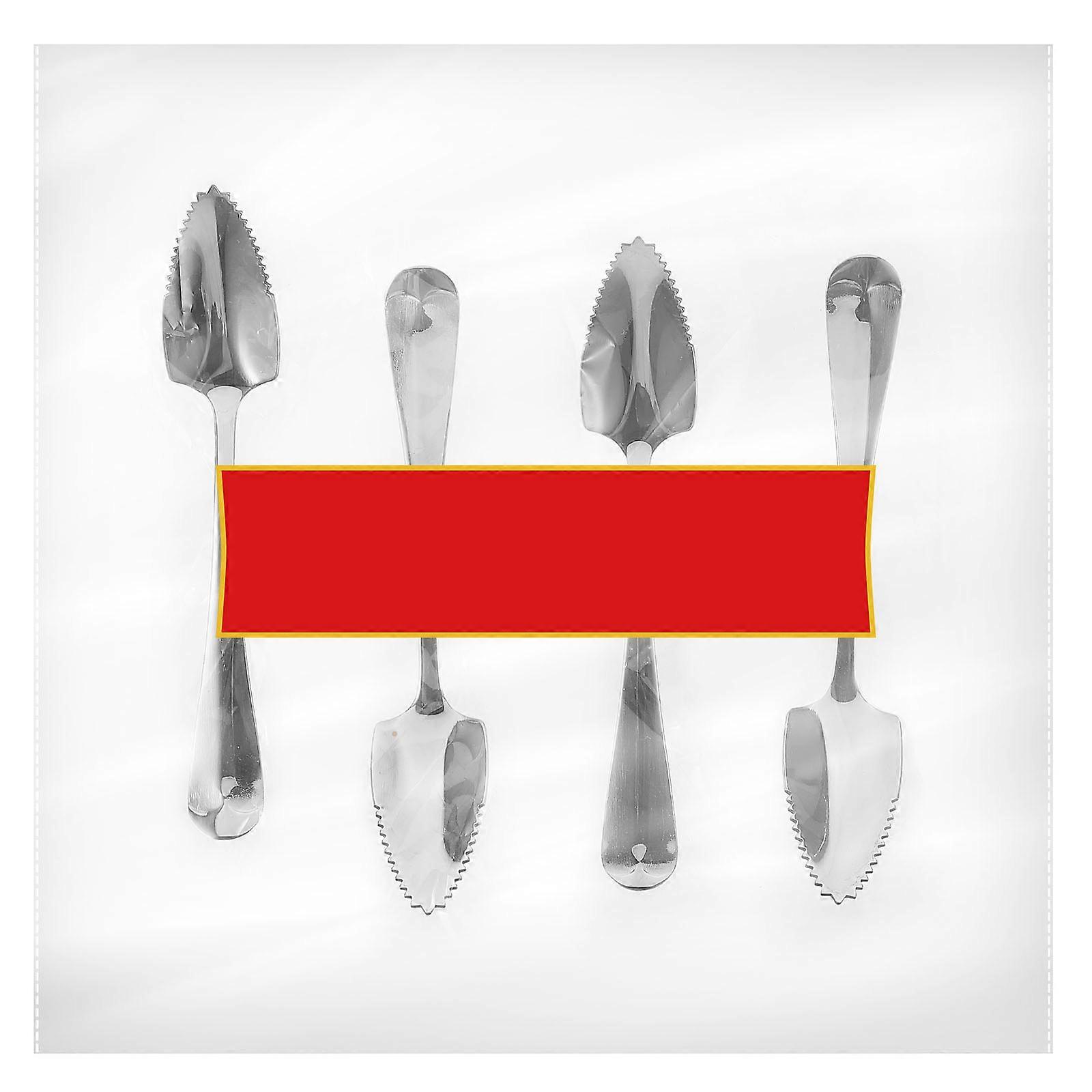 Silver Stainless Steel Grapefruit Spoon Serrated Fruit Spoon Set 3Pcs