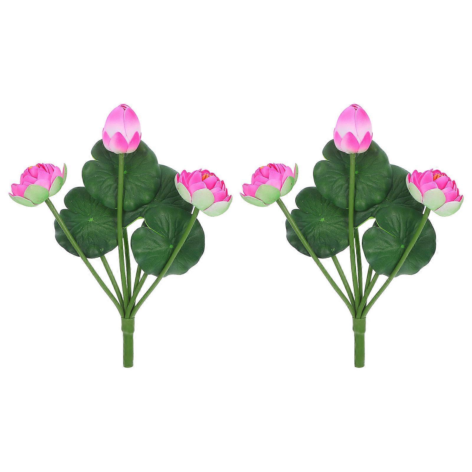 Pink Artificial Lotus Flowers for Decor 6Pcs Simulation Tabletop Bouquets