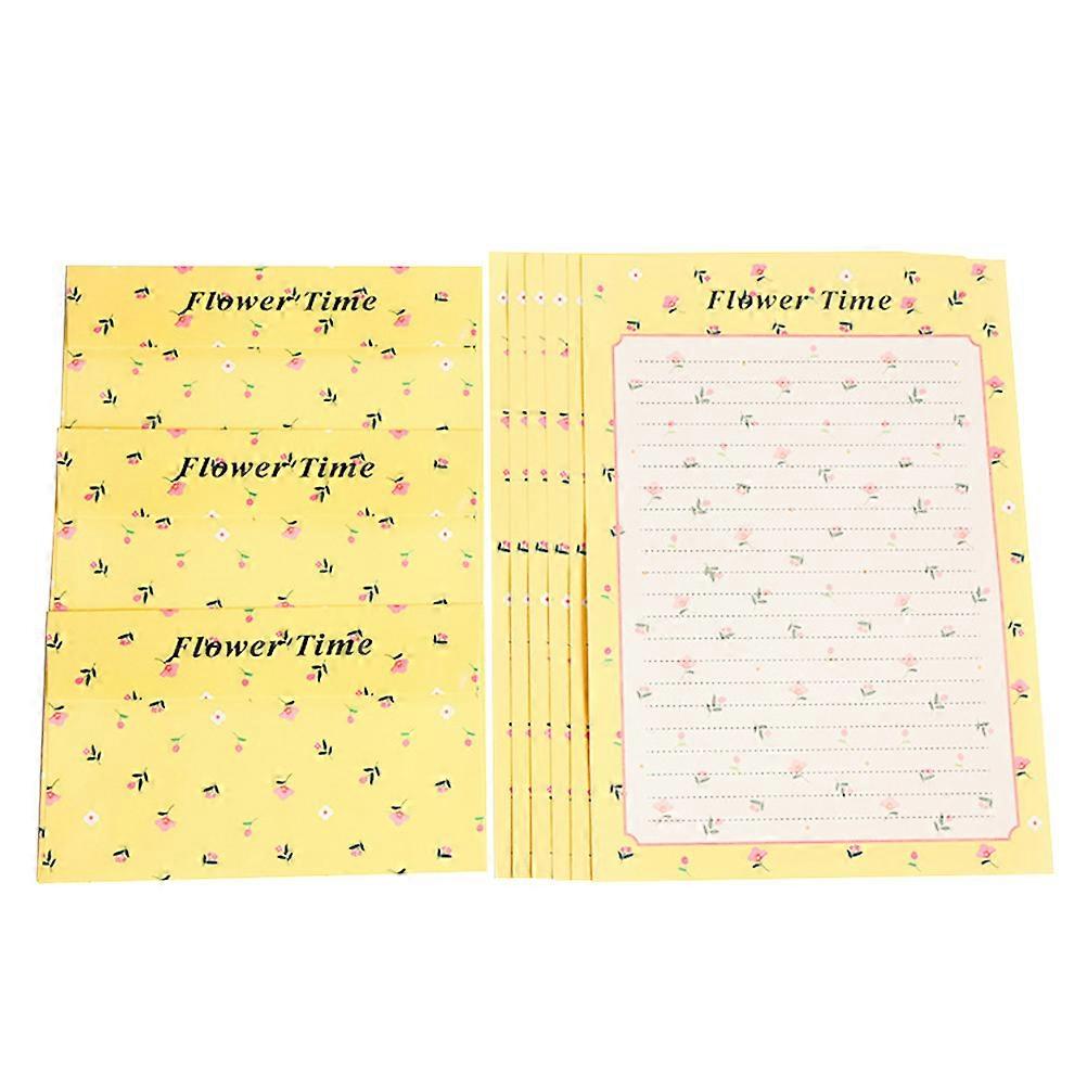 Stationery Papers for Writing Use 72Pcs Floral Pattern Yellow Paper and Envelopes