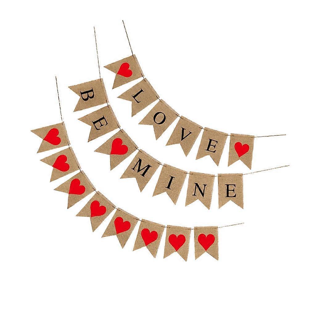 Valentine's Day Linen Swallowtail Flag for Romantic Decor 6Pcs