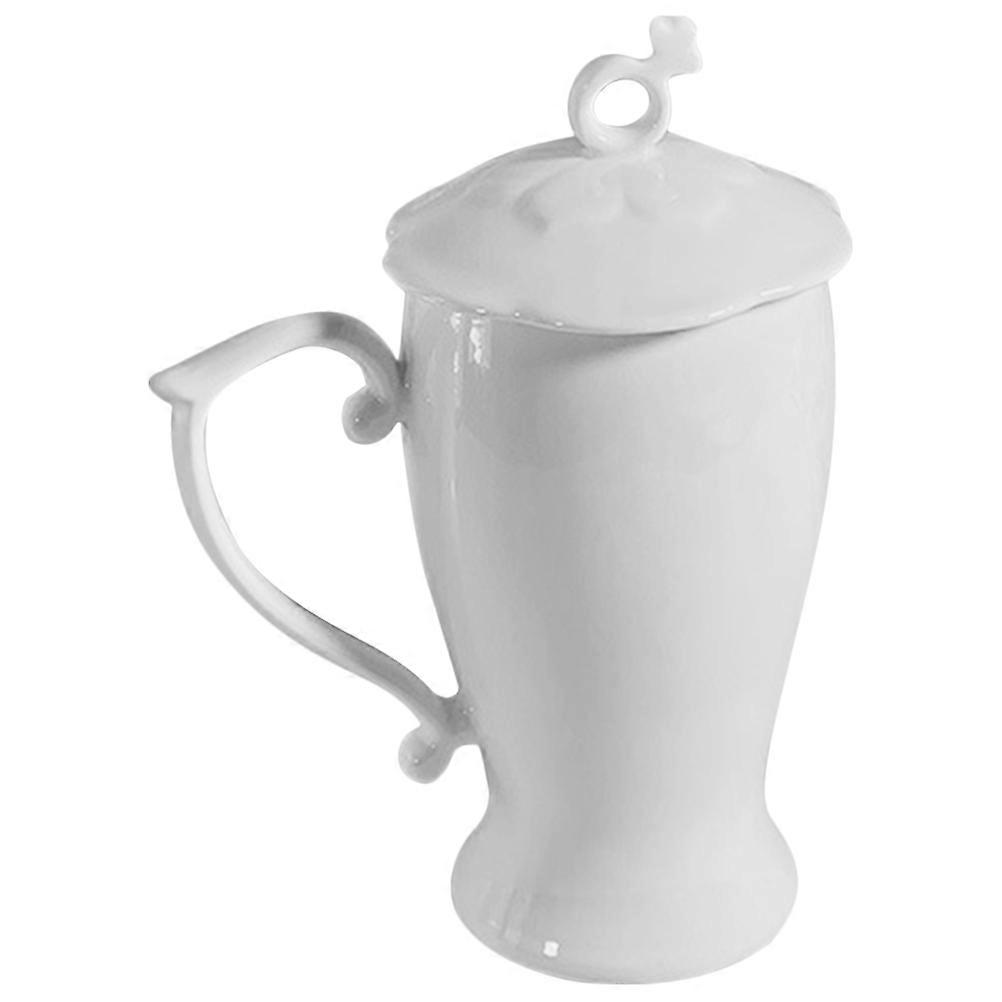 White Ceramic Coffee Cup Set for Daily Use 4Pcs Mugs with Lid