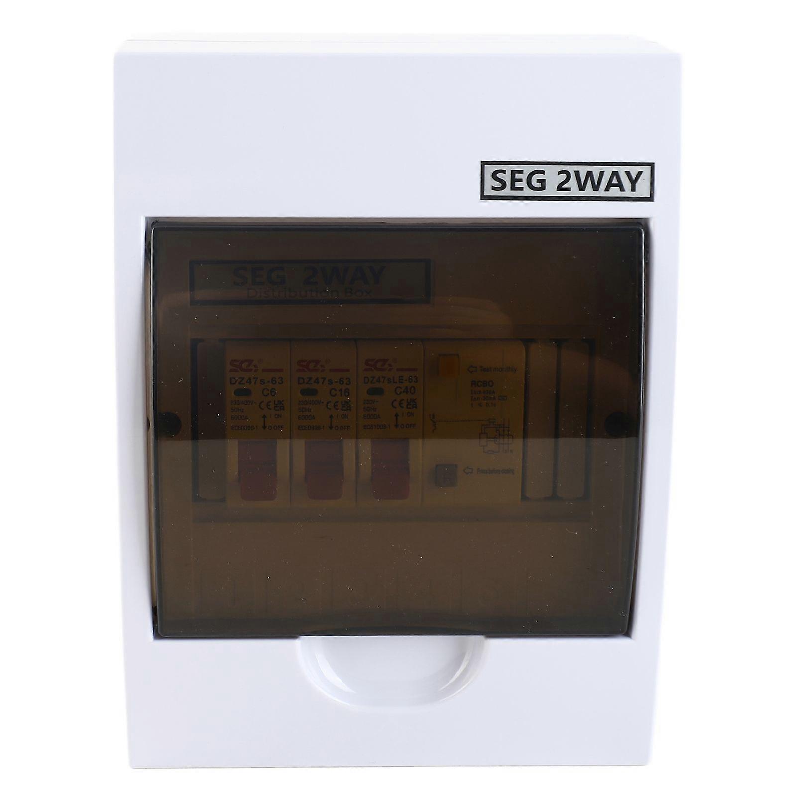 Fuse Box 2 Way 40A 30mA RCD + 2 MCB Power Supply Garage Residential Building Electricity Box