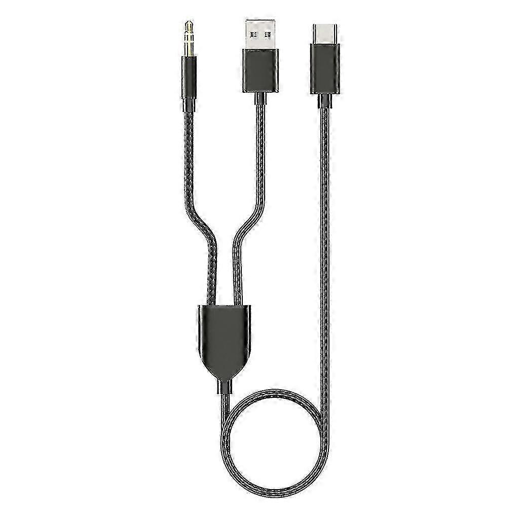 Cablu 2 în 1 de tip C la USB A și cablu auxiliar de 3,5 mm pentru difuzoare stereo auto