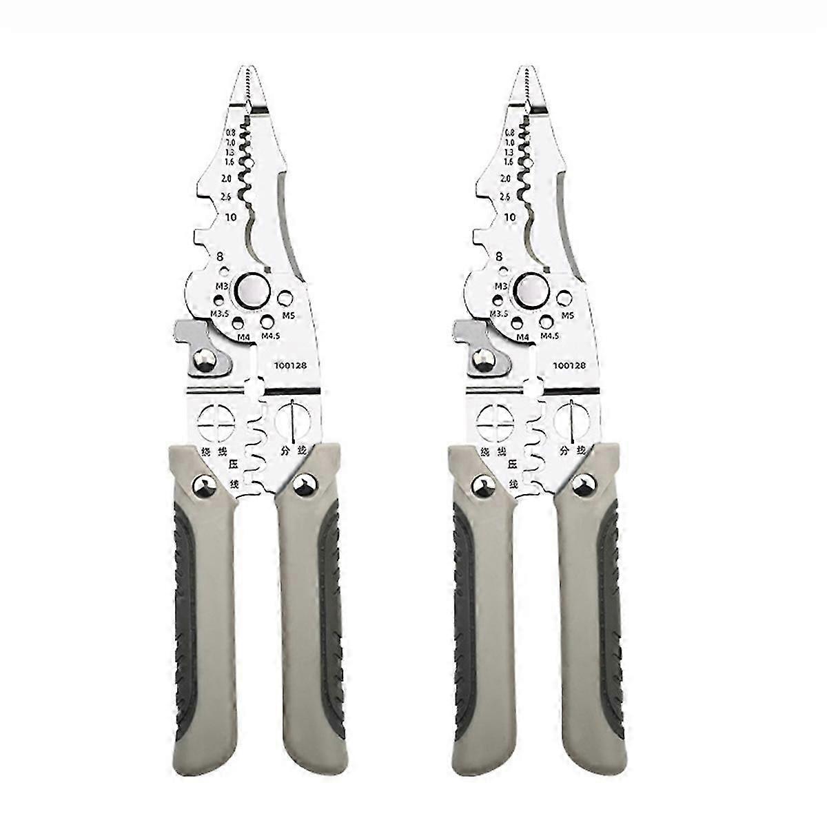 Multifunctional Wire Stripper Crimper Cable Cutter Pliers, 2Pcs