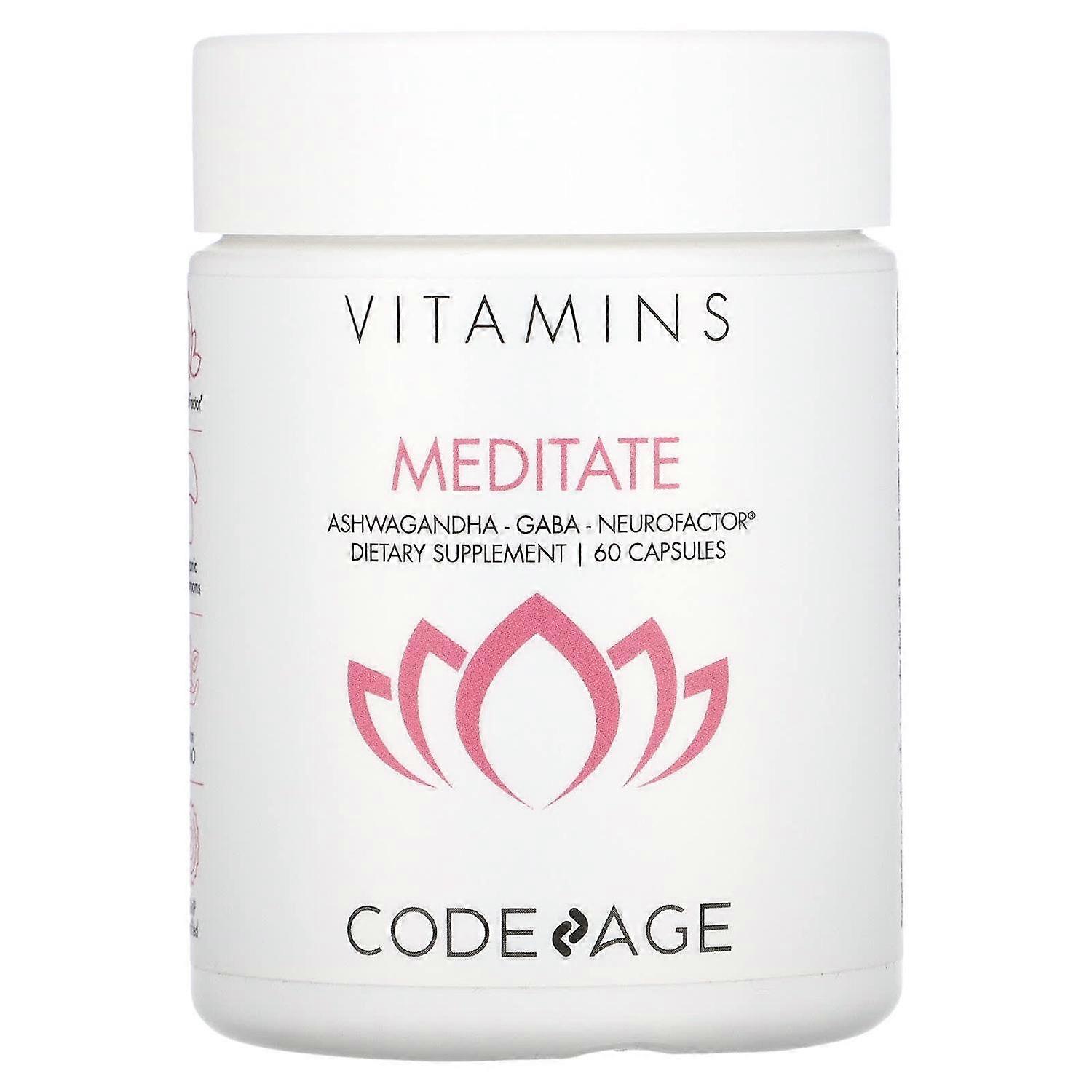 Codeage, Vitamins, Meditate, Ashwagandha, Gaba, Neurofactor, 60 Capsules