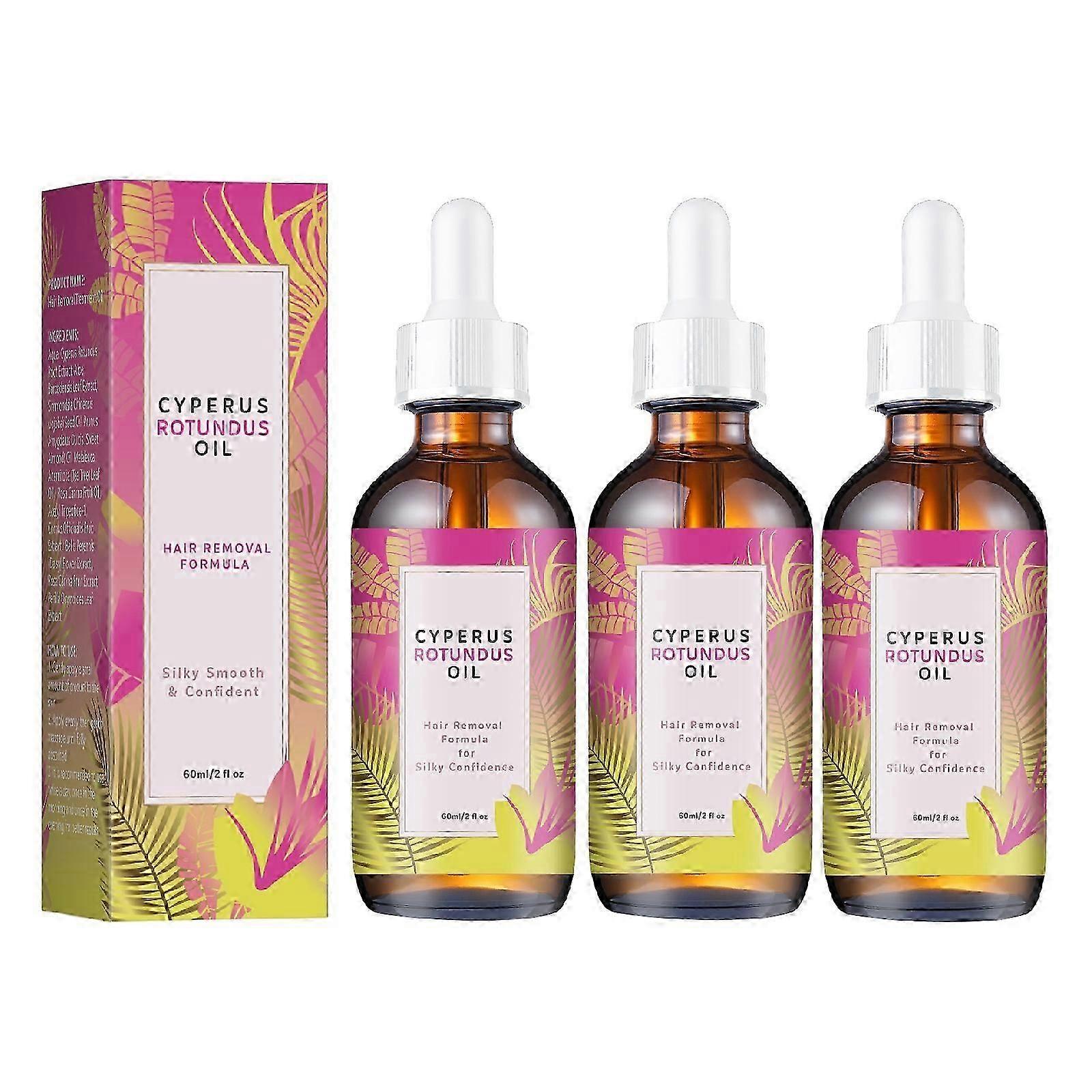 3X שמן גומא רוטונדוס - 60 מ"ל שמן גומא רוטונדוס טבעי להסרת שיער, לחות ומרגיע שמן גומא להפחתת צמיחת שיער בגוף