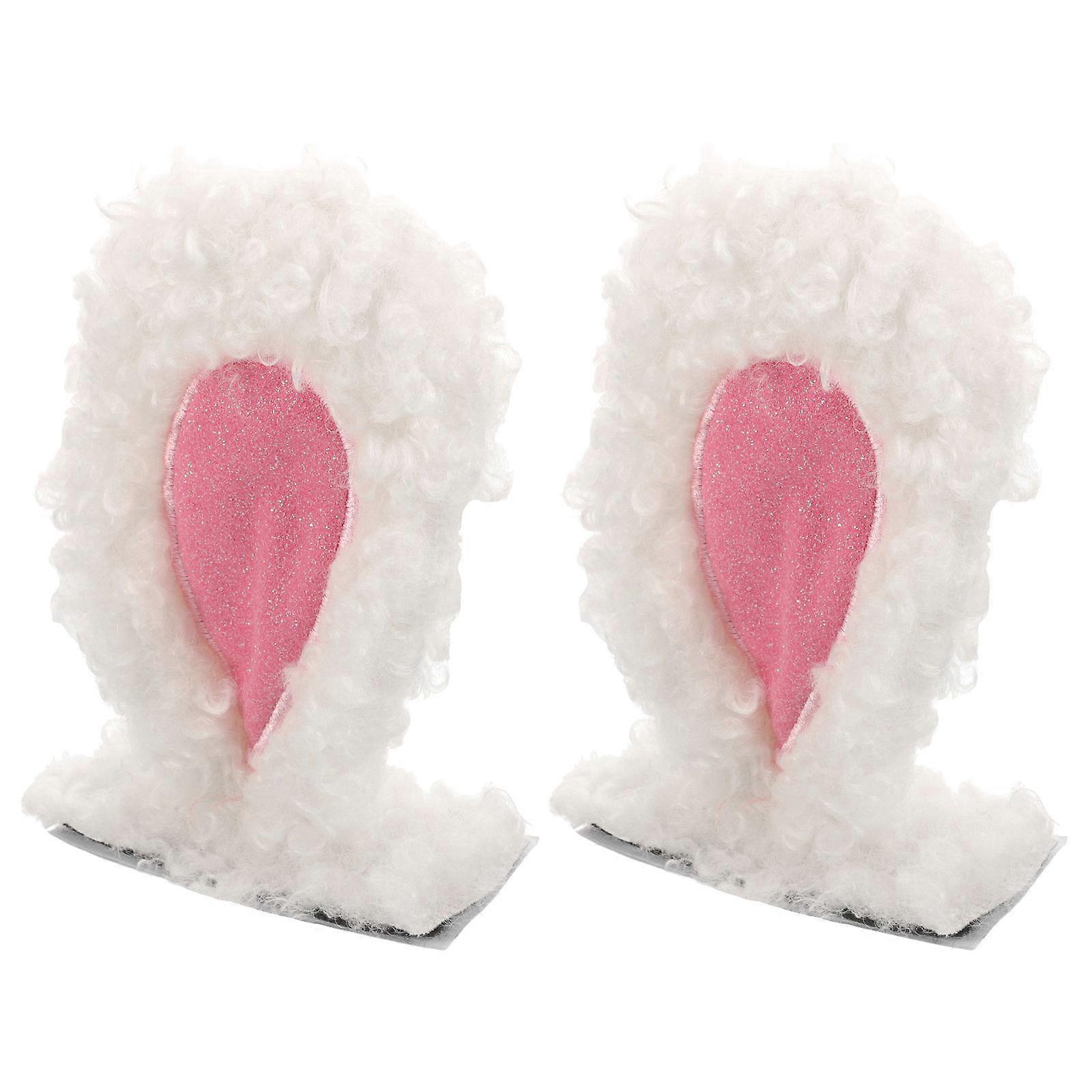 Rabbit Ears for 1Pair White Faux Wool Ornaments Unique Style Accessories for Decor