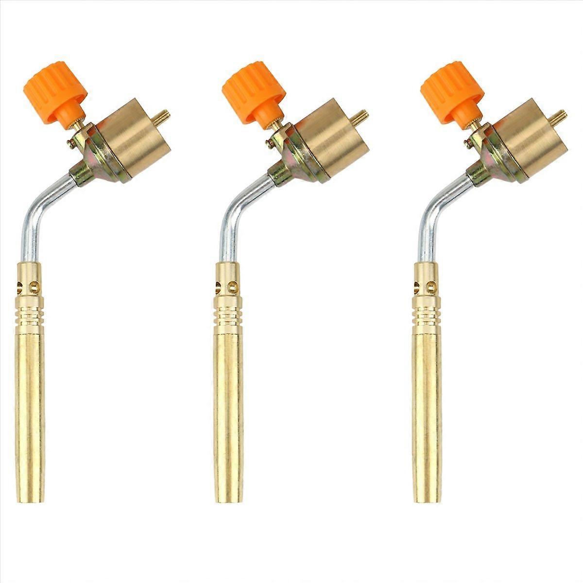 3X Brass MAPP, Propane Gas Torch, Automatic Ignition Trigger, Heating Welding Burner, Suitable for C