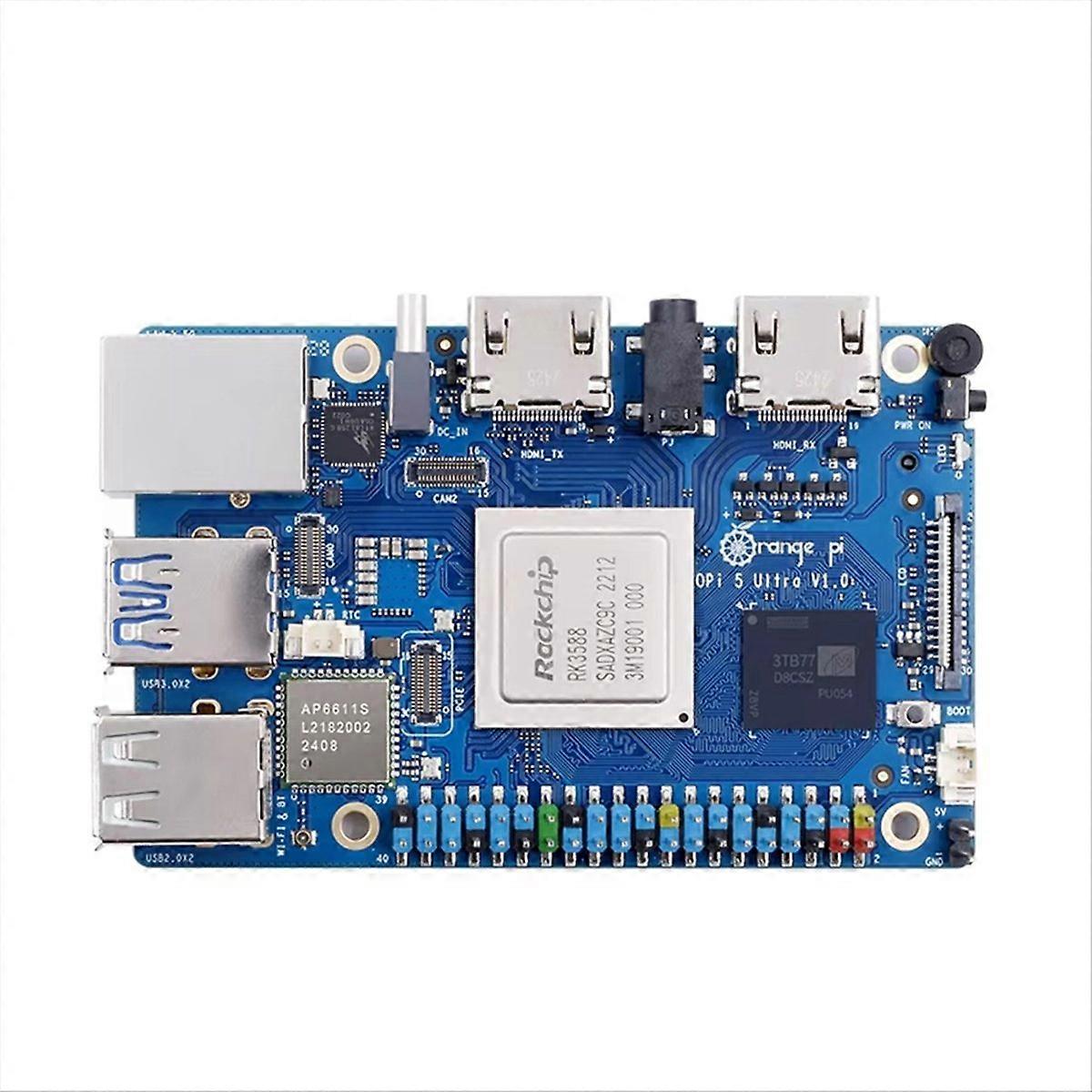 For Orange Pi 5 Ultra Development Board LPDDR5 Rockchip RK3588, 6 TOPPER NPU, PCIE 2.5G LAN, WiFi 6E, M.2