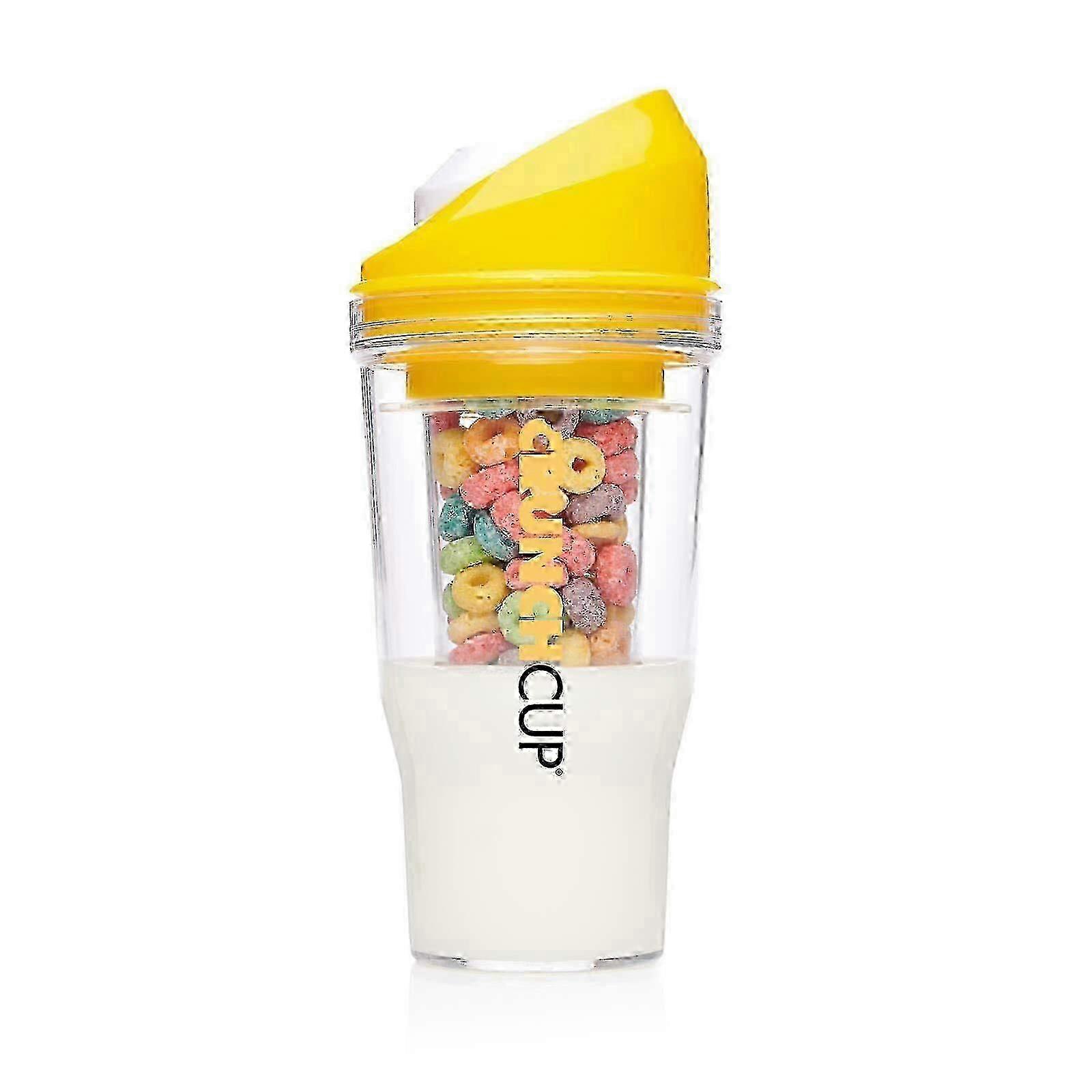 Portable Plastic Cereal Cup for Breakfast On the Go, To Go Cereal and Milk Container, 0 Spoon or Bowl Required White 26s