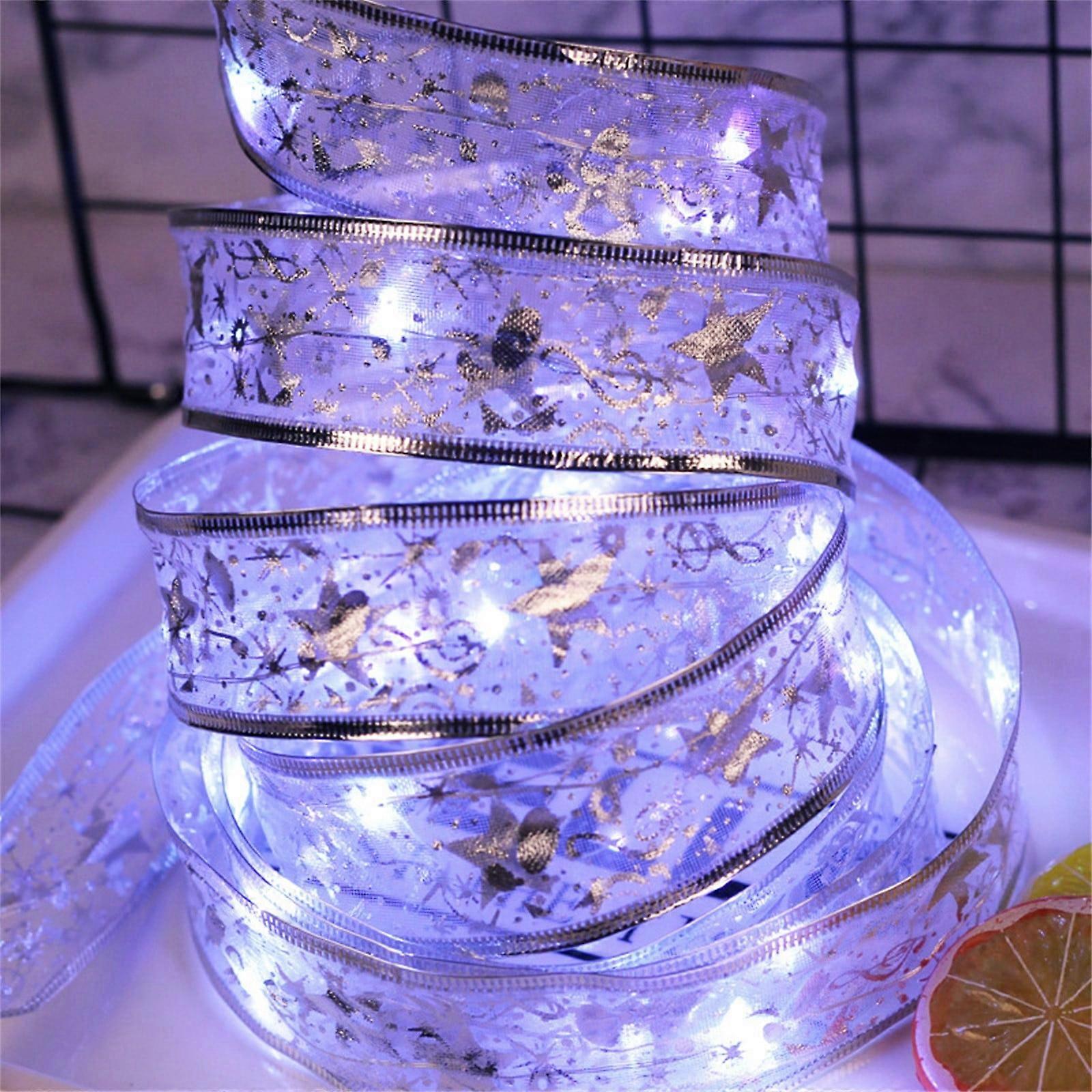 Generic Christmas Tree Ribbon String Lights, LED Fairy Lights Christmas Lights Ribbon Bows Lights for Holiday Party Wedding Xmas Tree Decorations