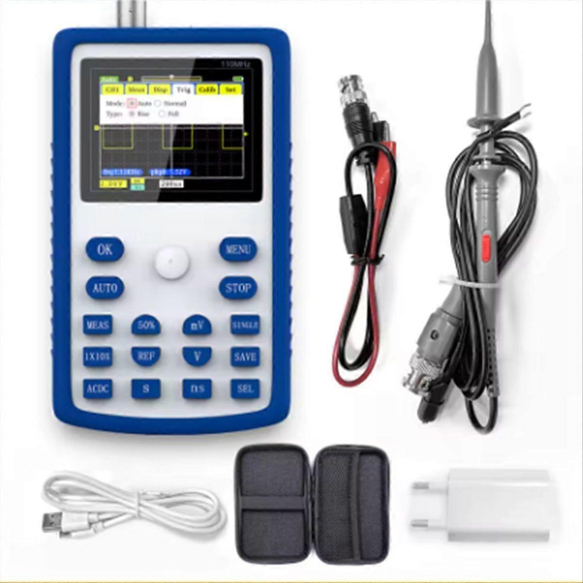 1C15 Mini Handheld Oscilloscope Digital Sampling Rate 500MS/S Analog Bandwidth 110MHz Support Waveform Storage EU PLUG