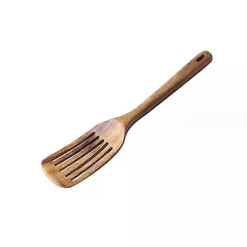 Teak Spatula Set Of 2 Wooden Spatula For Cooking Nonstick Cooking Utensils Long Handle Heat Resistant Slotted Turner Cookware