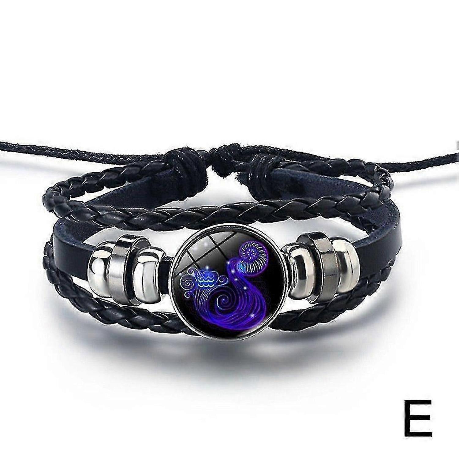 Serene Manifestation Armband 12Constellations Gemstone Läder Förbättra Energin