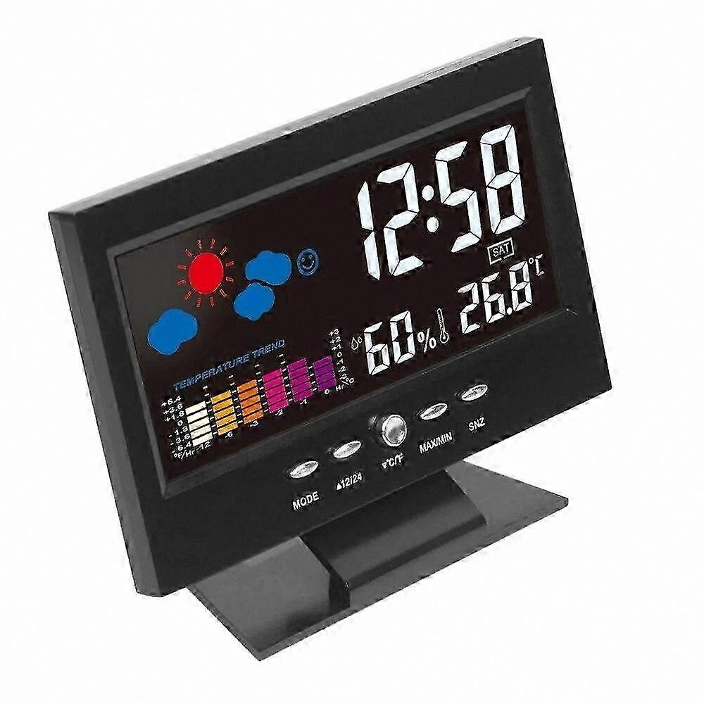 Indoor Digital Clock with Temperature and Humidity Display for Home Weather Monitoring