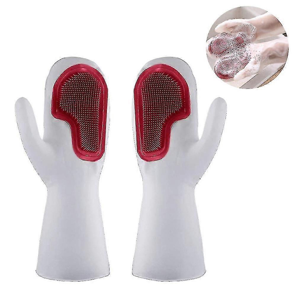 Gants en silicone, gants de nettoyage imperméables réutilisables avec brosse de nettoyage