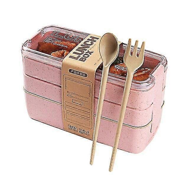 3 Layers Lunch Box 900ml Portable Wheat Straw Bento Boxs Microwave Dinnerwaer  Boxes