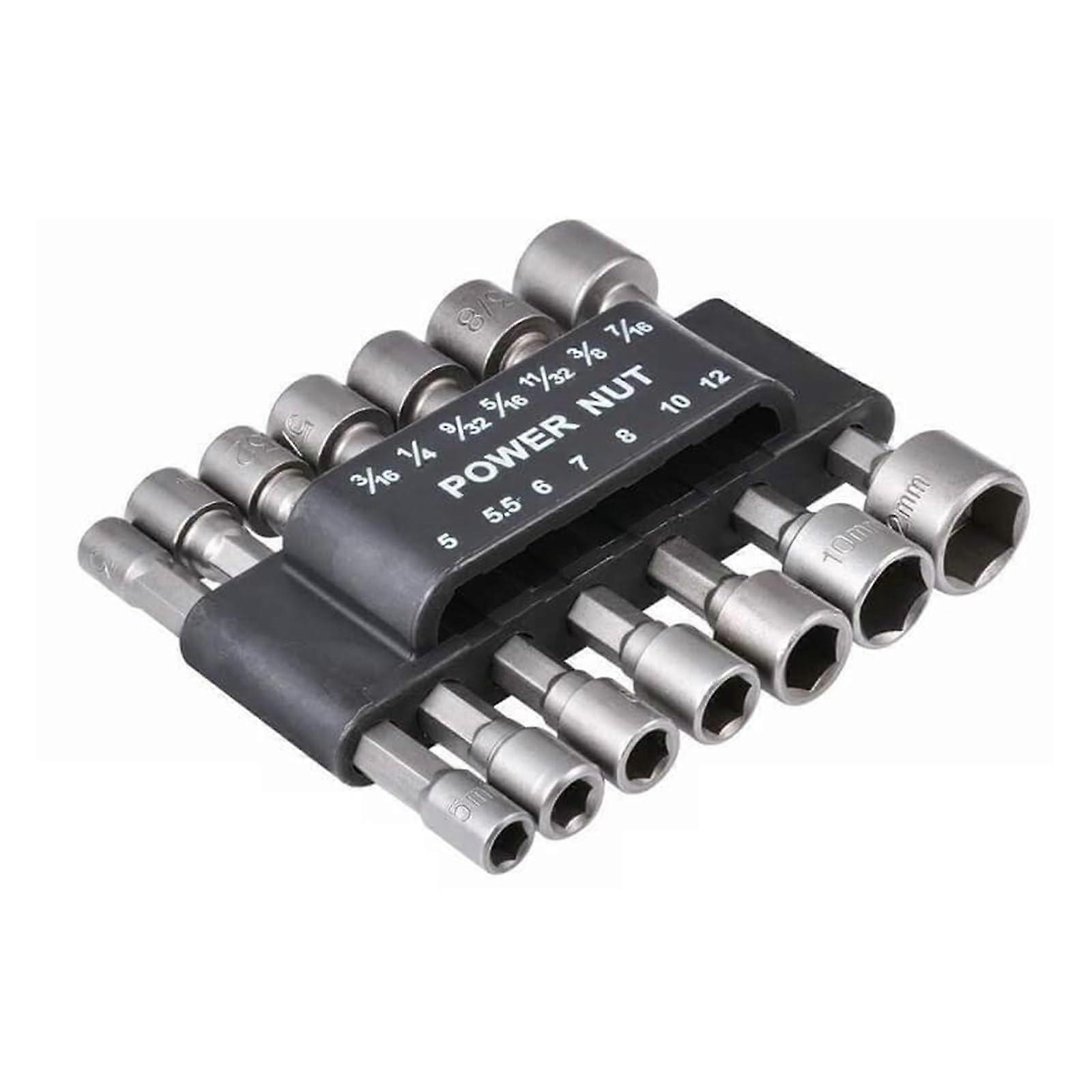 Socket Wrench 14Piece Set Hexagonal Handle Nut Driver Drill Bit Set With Socket Adapters Sleeves Nozzles