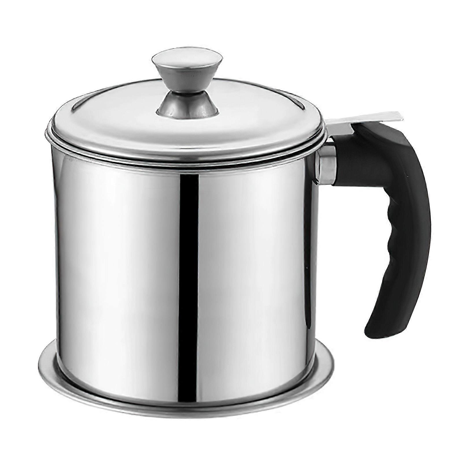 304 Stainless Steel Cooking Oil Filter Container Reusable Grease Strainer with Mesh Lid, Anti-Drip Coaster for Home & Professional Chefs