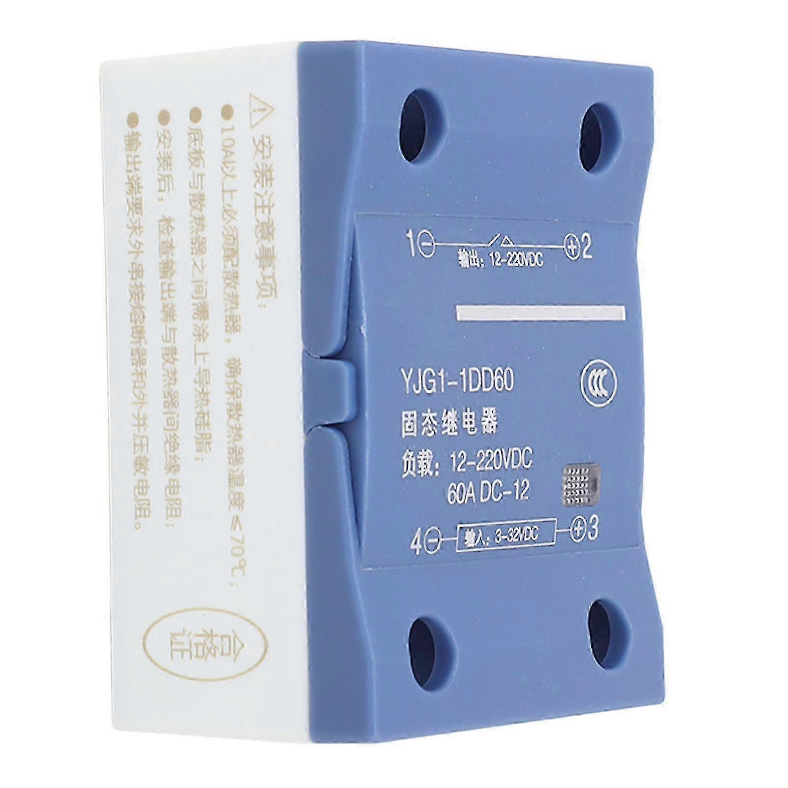 Solid State Relay 60A Single Phase DC 3?32V Input DC 12?220V Output SSR for Machine Equipment