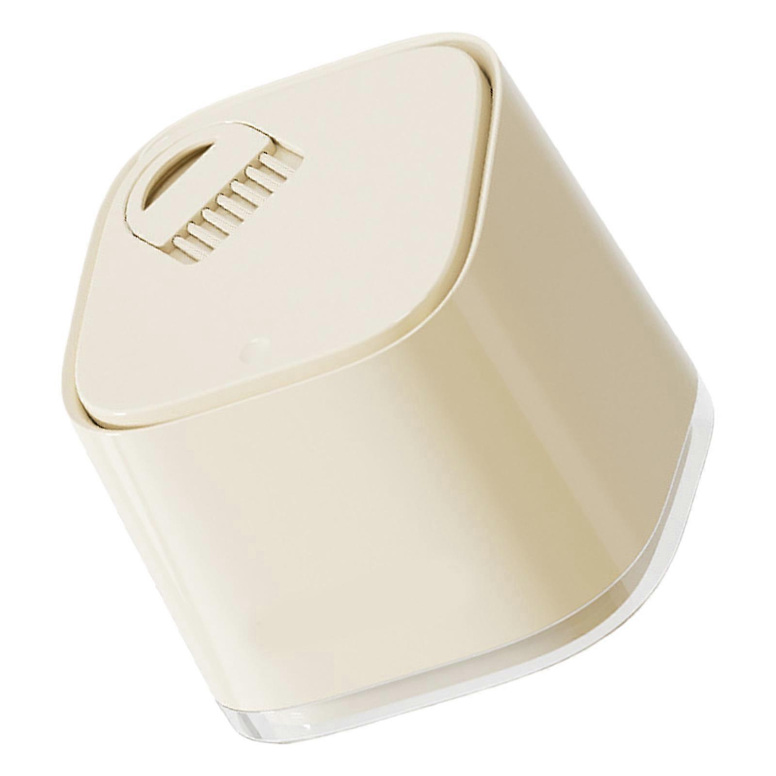 Press Lid Trash Can with Brush For Desktop Cream Color Plastic Garbage Bin Small Wastebasket Household Office Essential Multicolor