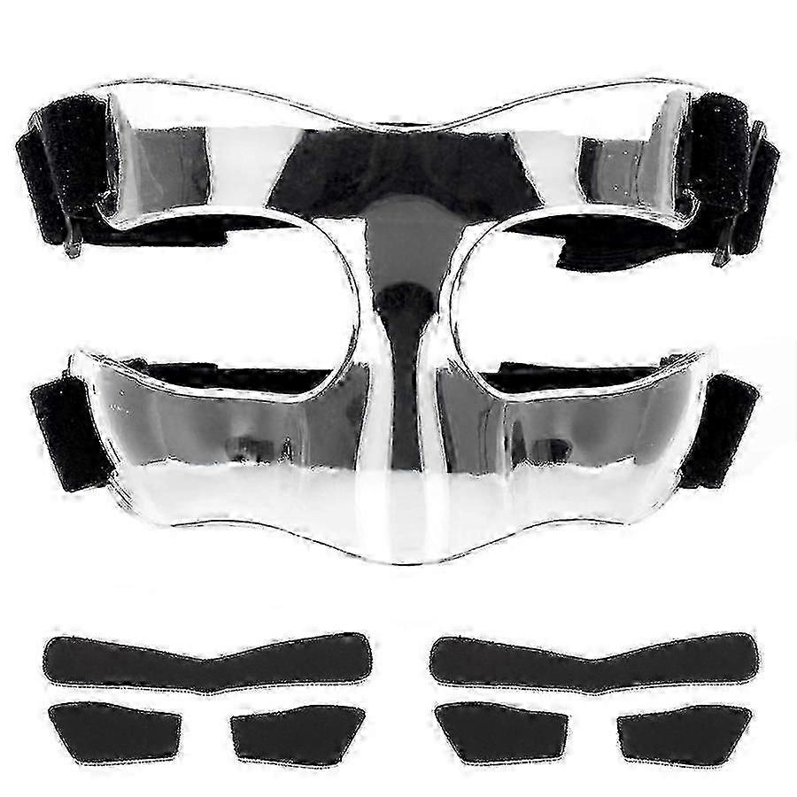 An Adjustable Sports Training Face Guard and Nose Protector with Padding