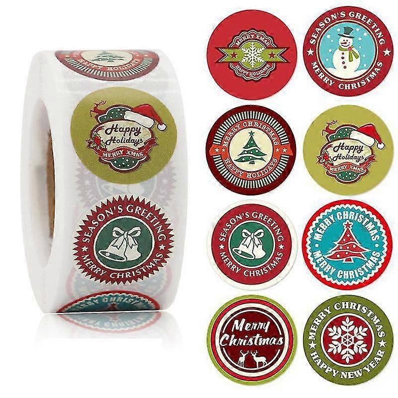 2X500pcs Christmas Xmas Merry Christmas Christmas Stickers Santa Claus Christmas Tree Gift Label Tape