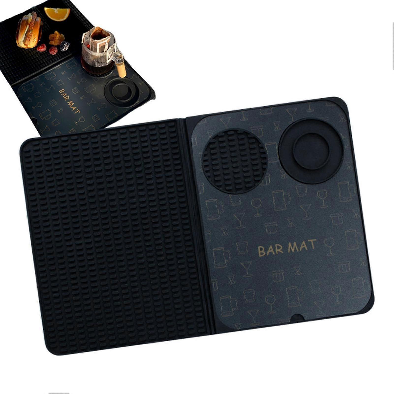 Silicone Bar Mat NonSlip Spill And Glass Drying Mat Folding Bar Service Mat For Bartender