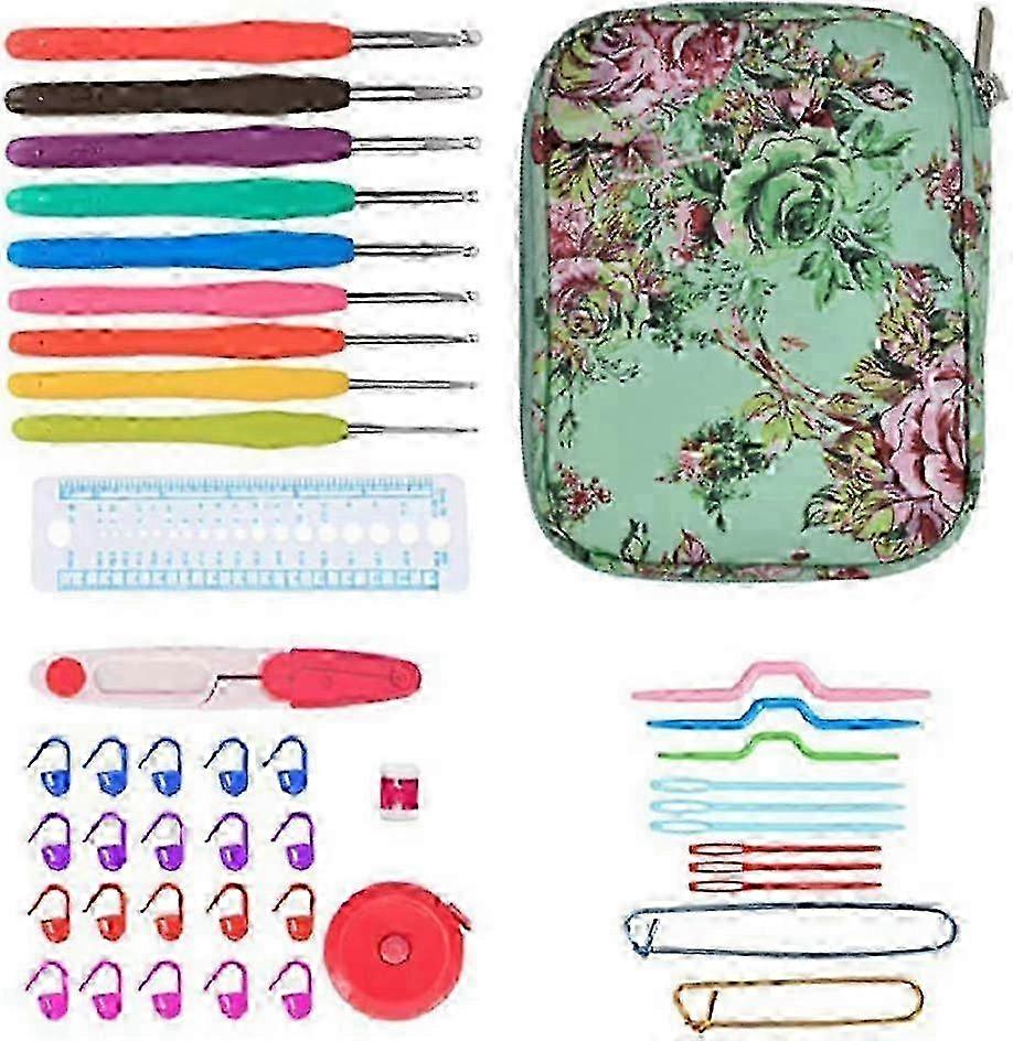 Crochet Hook Set, 9pcs 2-6mm, Scissors Storage Bag, Sewing Tools