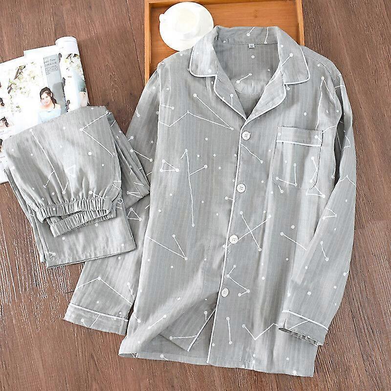 Damepysjamassett i 100 % bomull, lange ermer, fritidspysjamas, nattøy, pysjamas